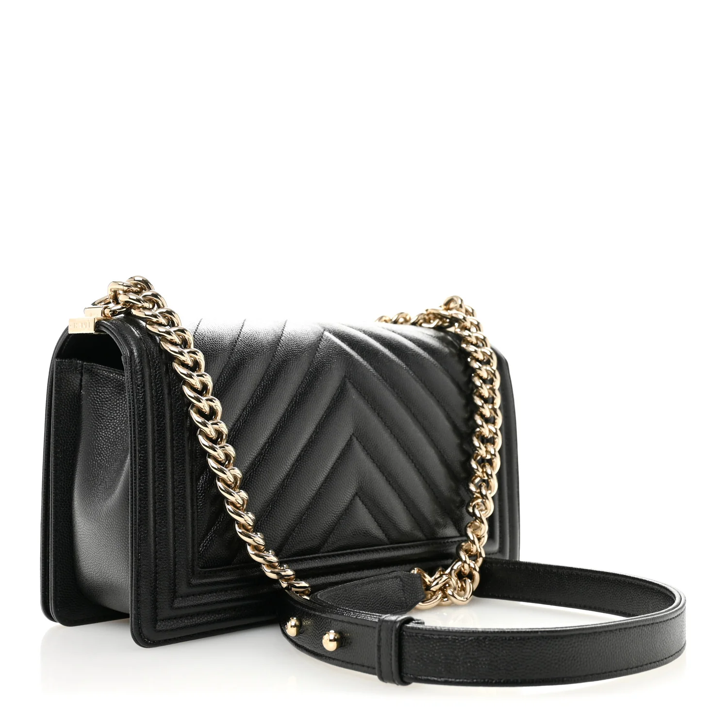 Caviar Chevron Quilted Medium Boy Flap Black - Image 3