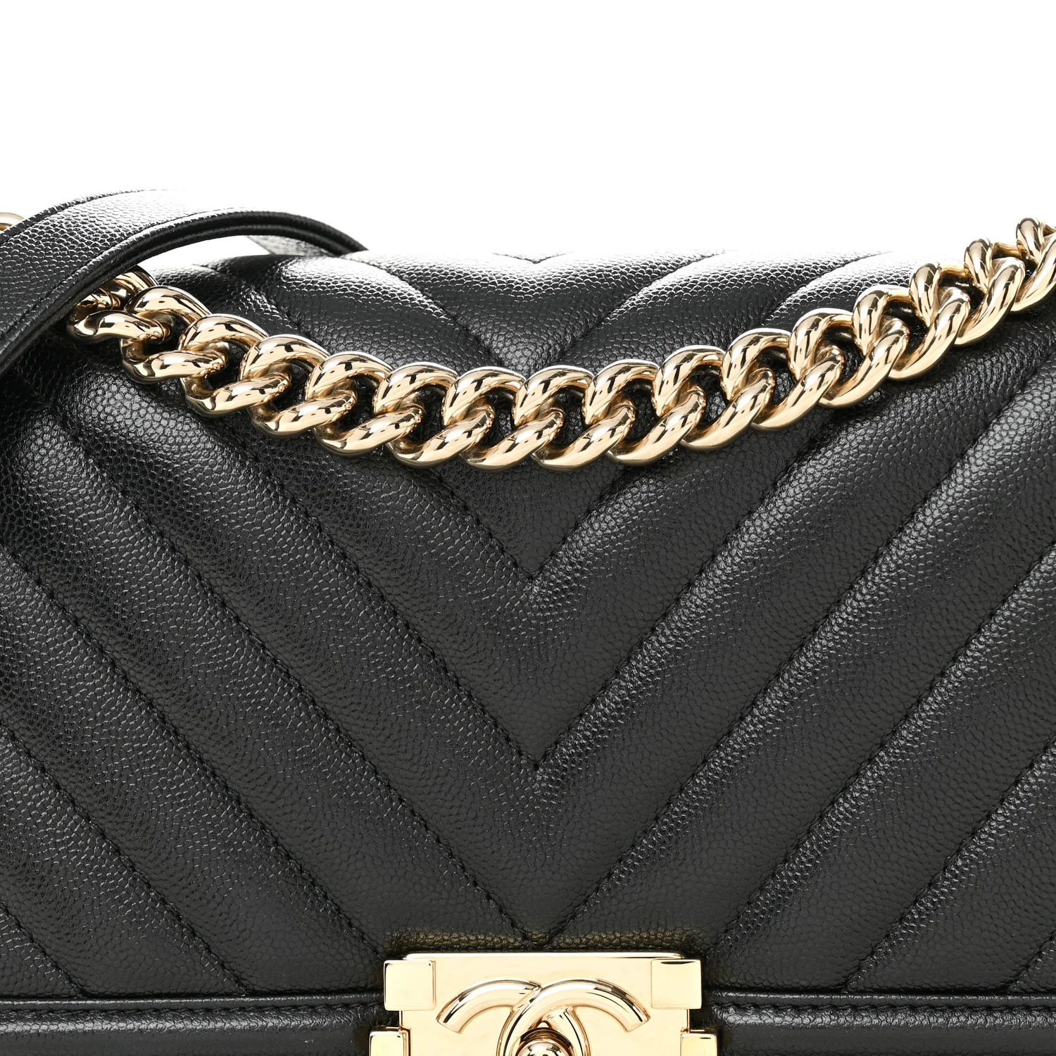 Caviar Chevron Quilted Medium Boy Flap Black - Image 8