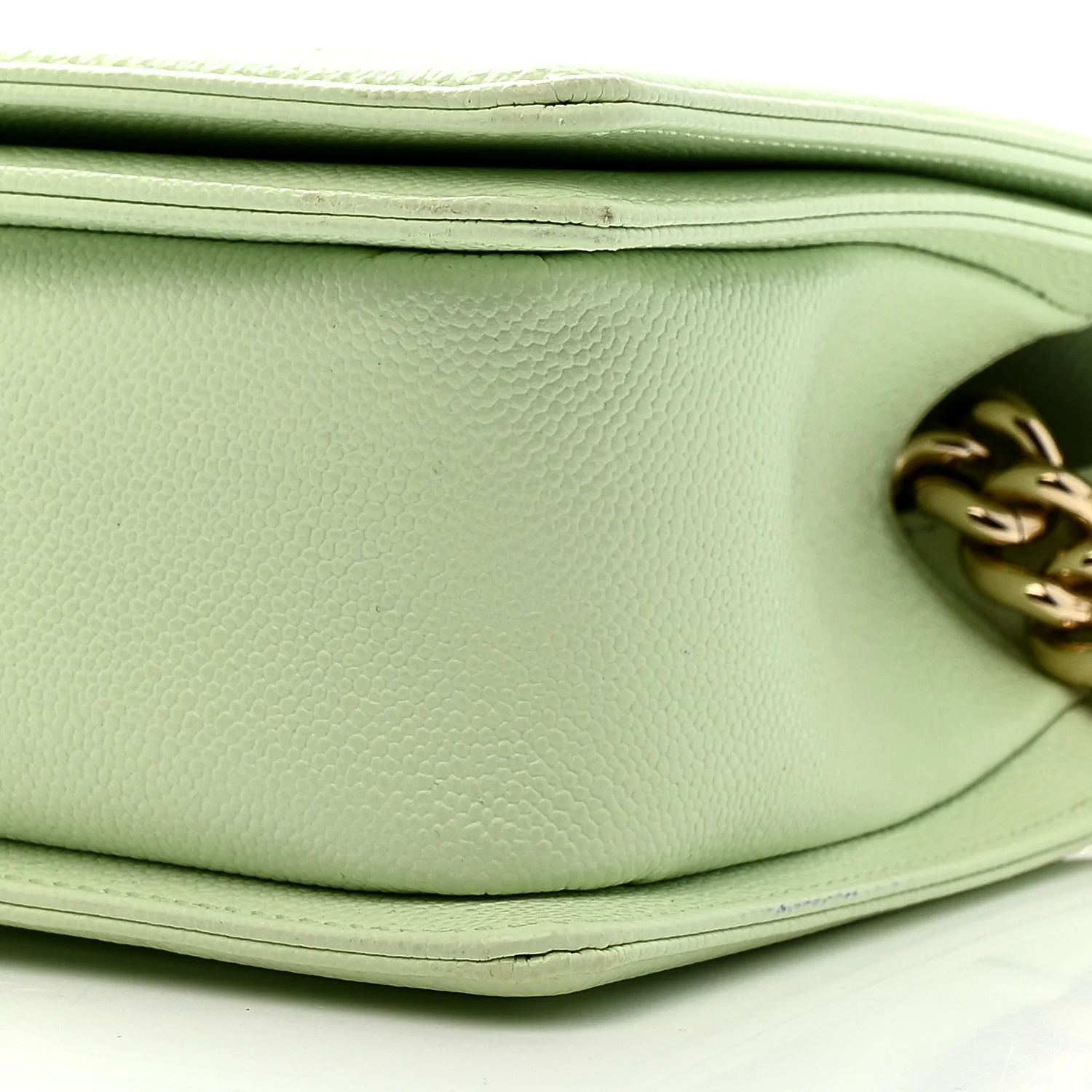 Caviar Chevron Quilted Medium Boy Flap Light Green - Image 10