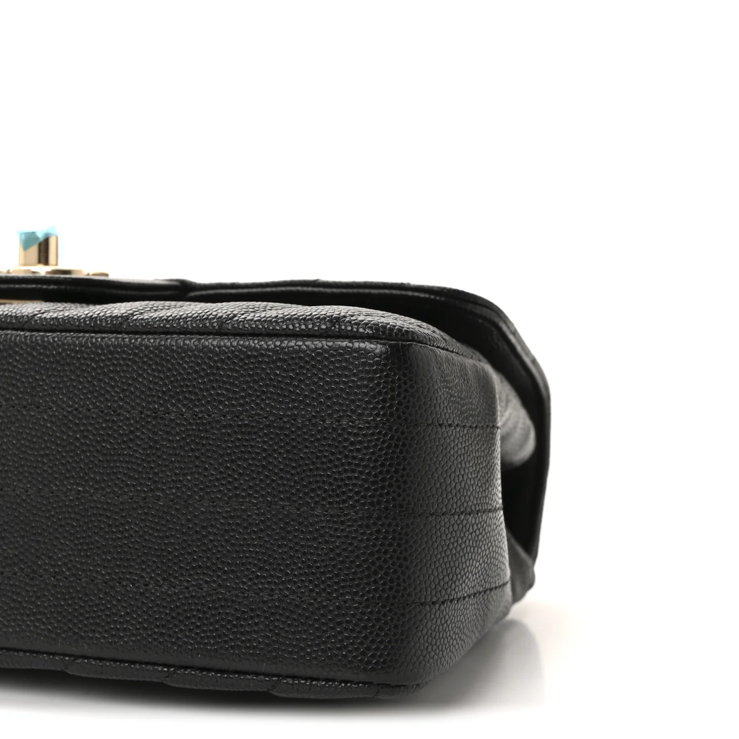 Caviar Chevron Quilted Mini Rectangular Flap Black - Image 10