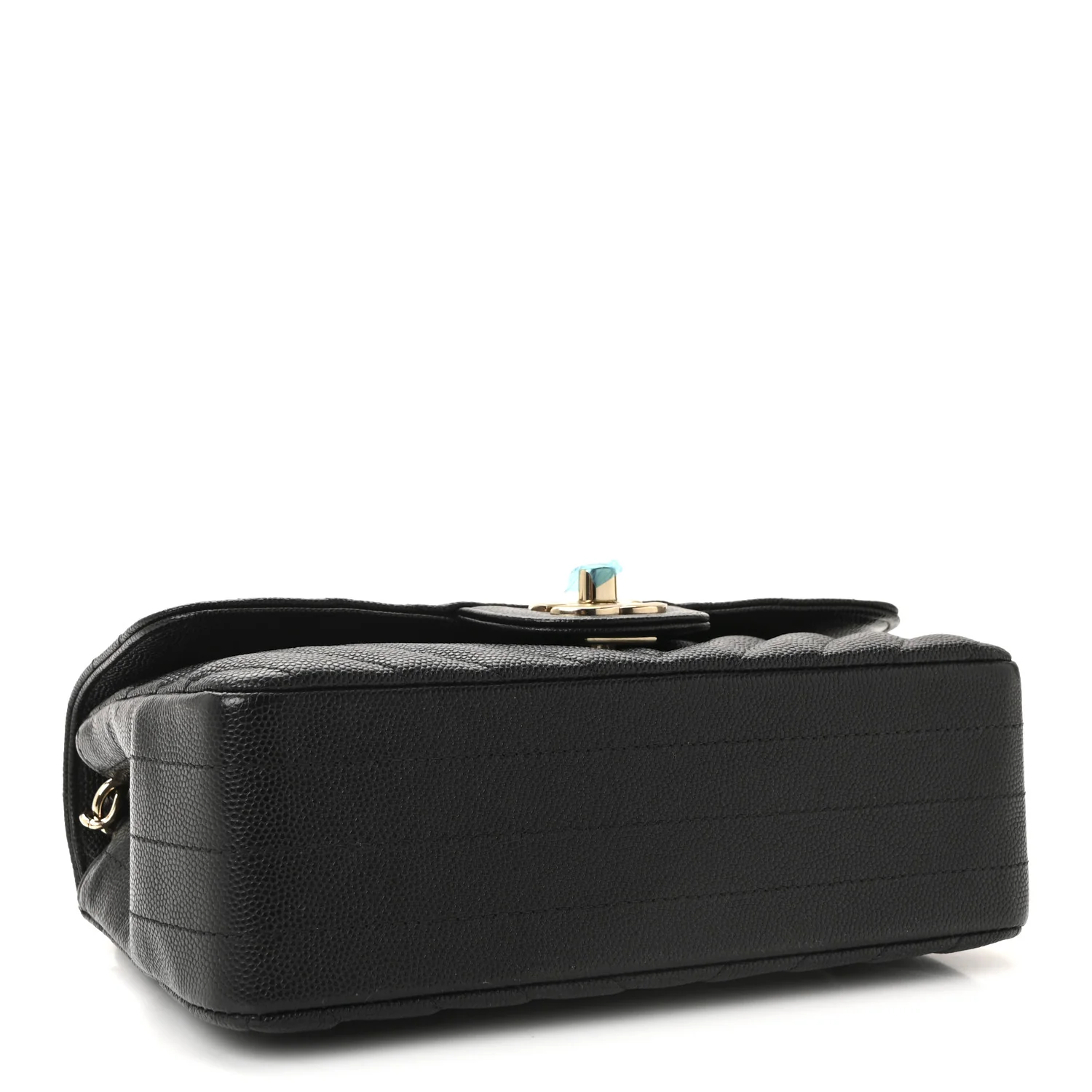 Caviar Chevron Quilted Mini Rectangular Flap Black - Image 4