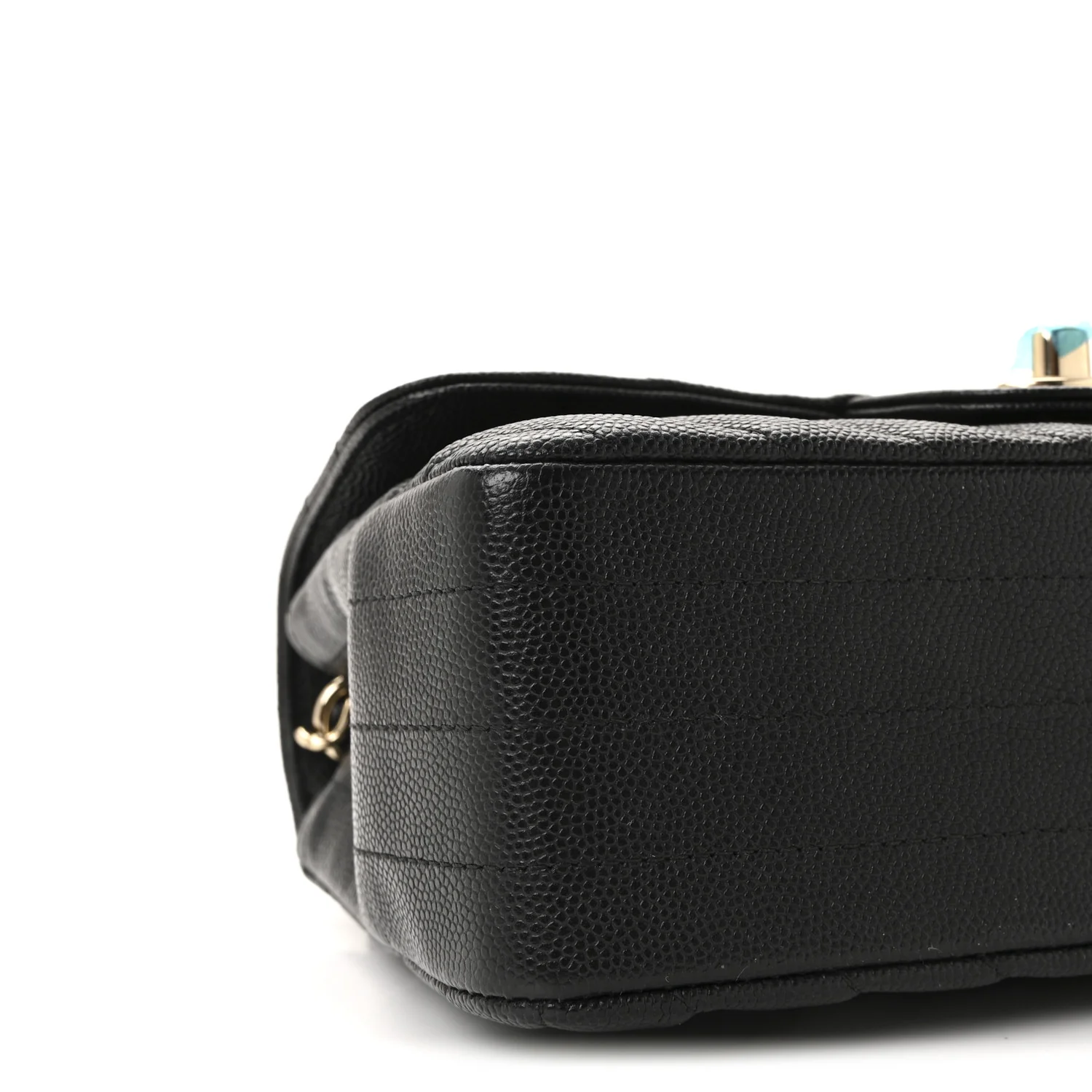 Caviar Chevron Quilted Mini Rectangular Flap Black - Image 9