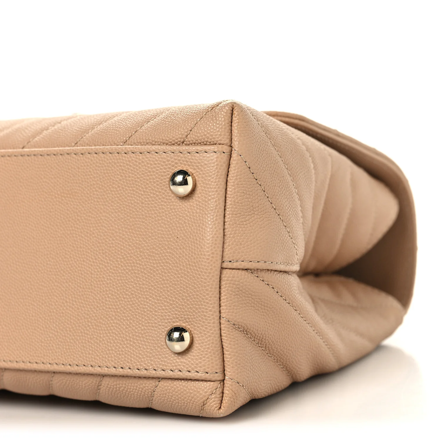 Caviar Chevron Quilted Small Coco Handle Flap Beige - Image 10