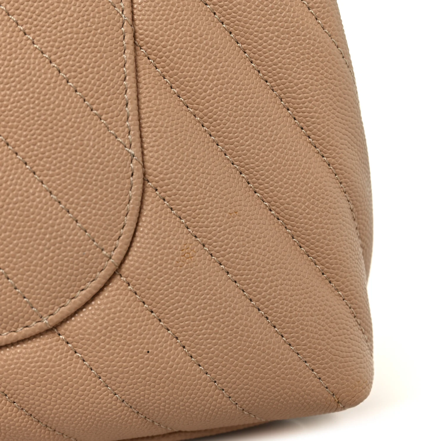 Caviar Chevron Quilted Small Coco Handle Flap Beige - Image 11