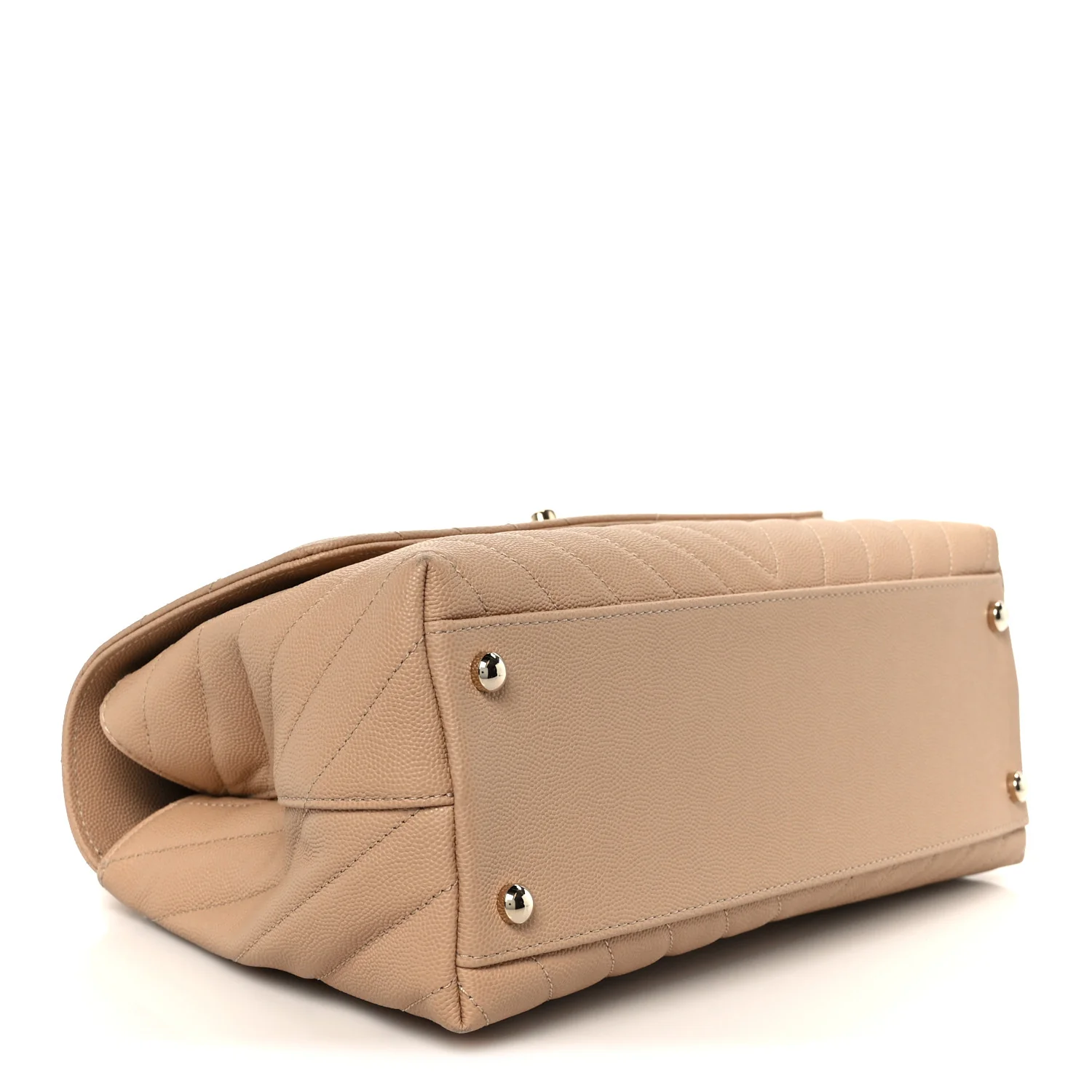 Caviar Chevron Quilted Small Coco Handle Flap Beige - Image 4