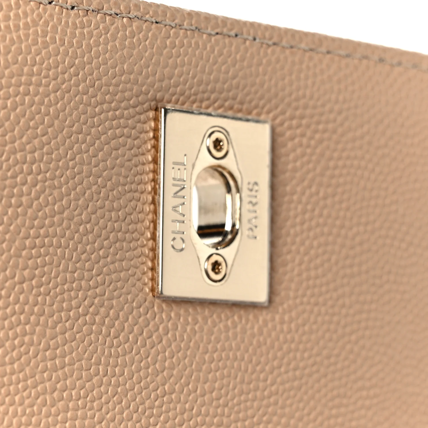 Caviar Chevron Quilted Small Coco Handle Flap Beige - Image 7