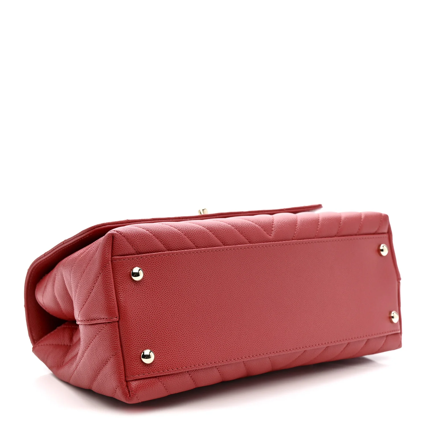 Caviar Chevron Quilted Small Coco Handle Flap Red - Image 4