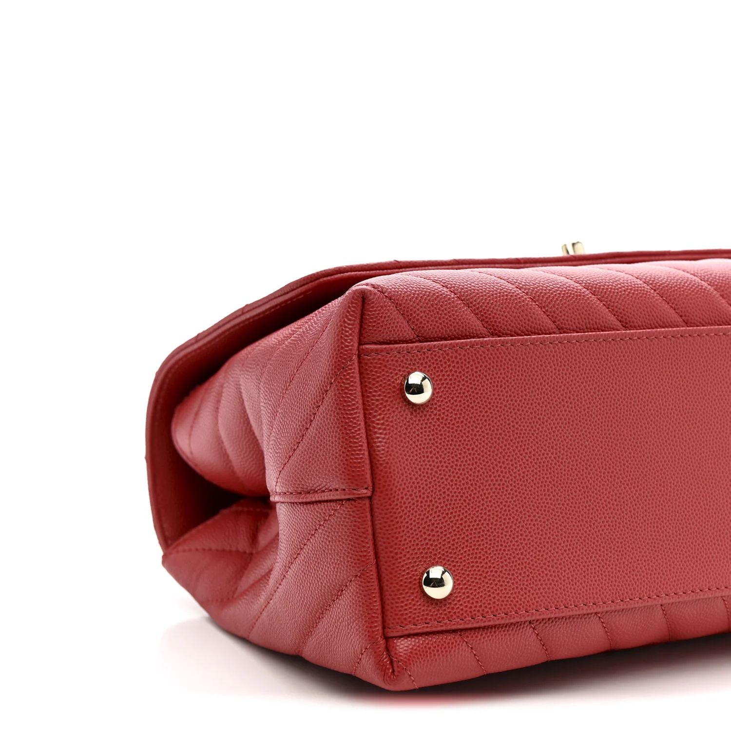 Caviar Chevron Quilted Small Coco Handle Flap Red - Image 9