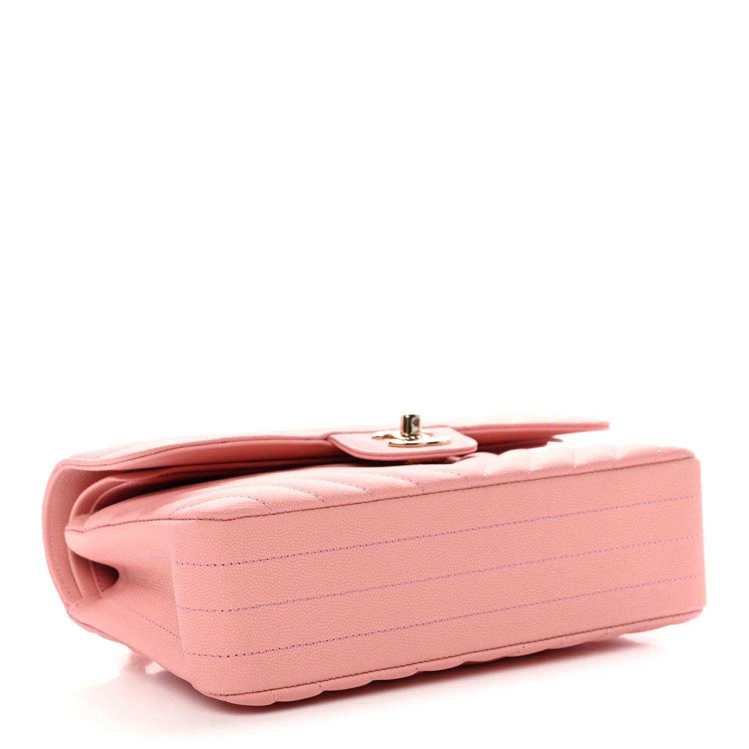 Caviar Chevron Quilted Small Double Flap Pink - Image 4