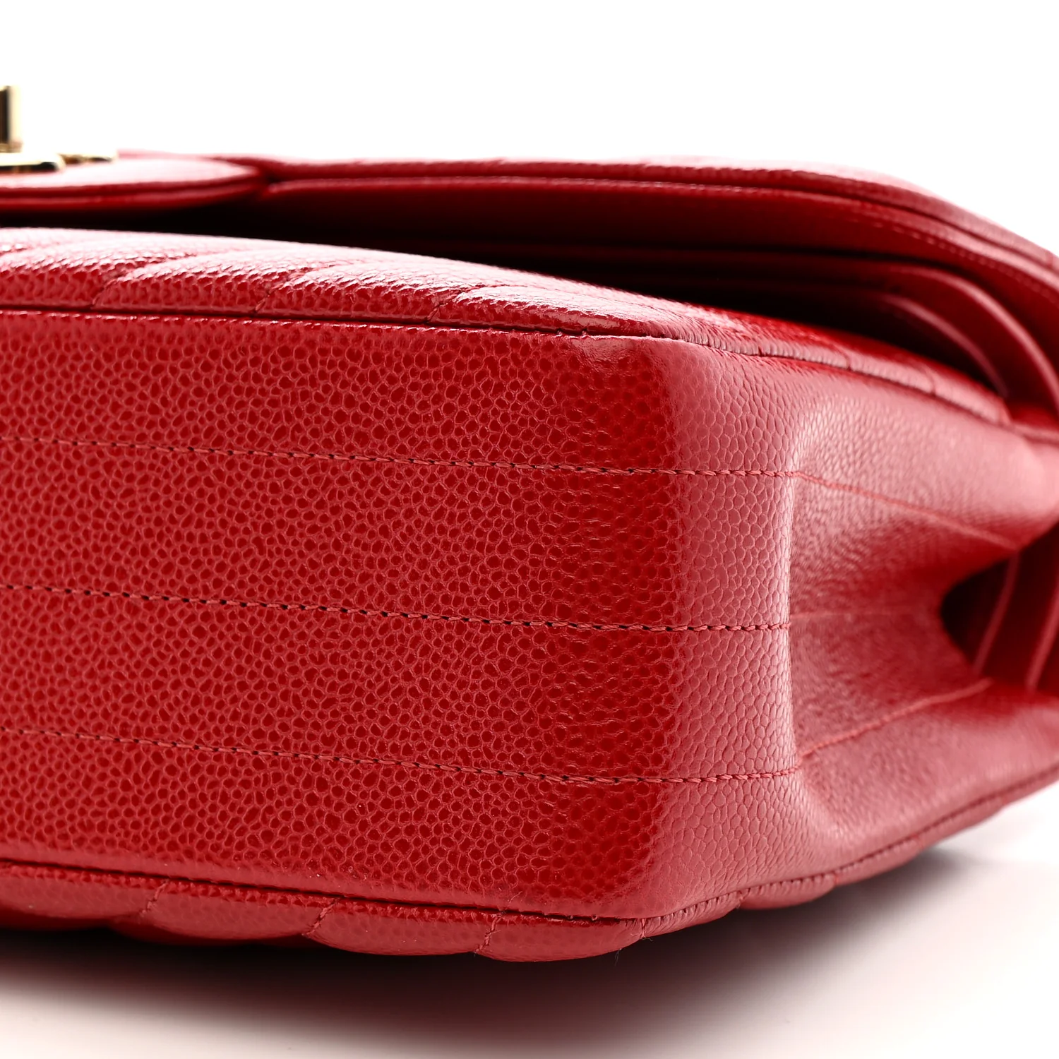 Caviar Chevron Quilted Small Double Flap Red - Image 10