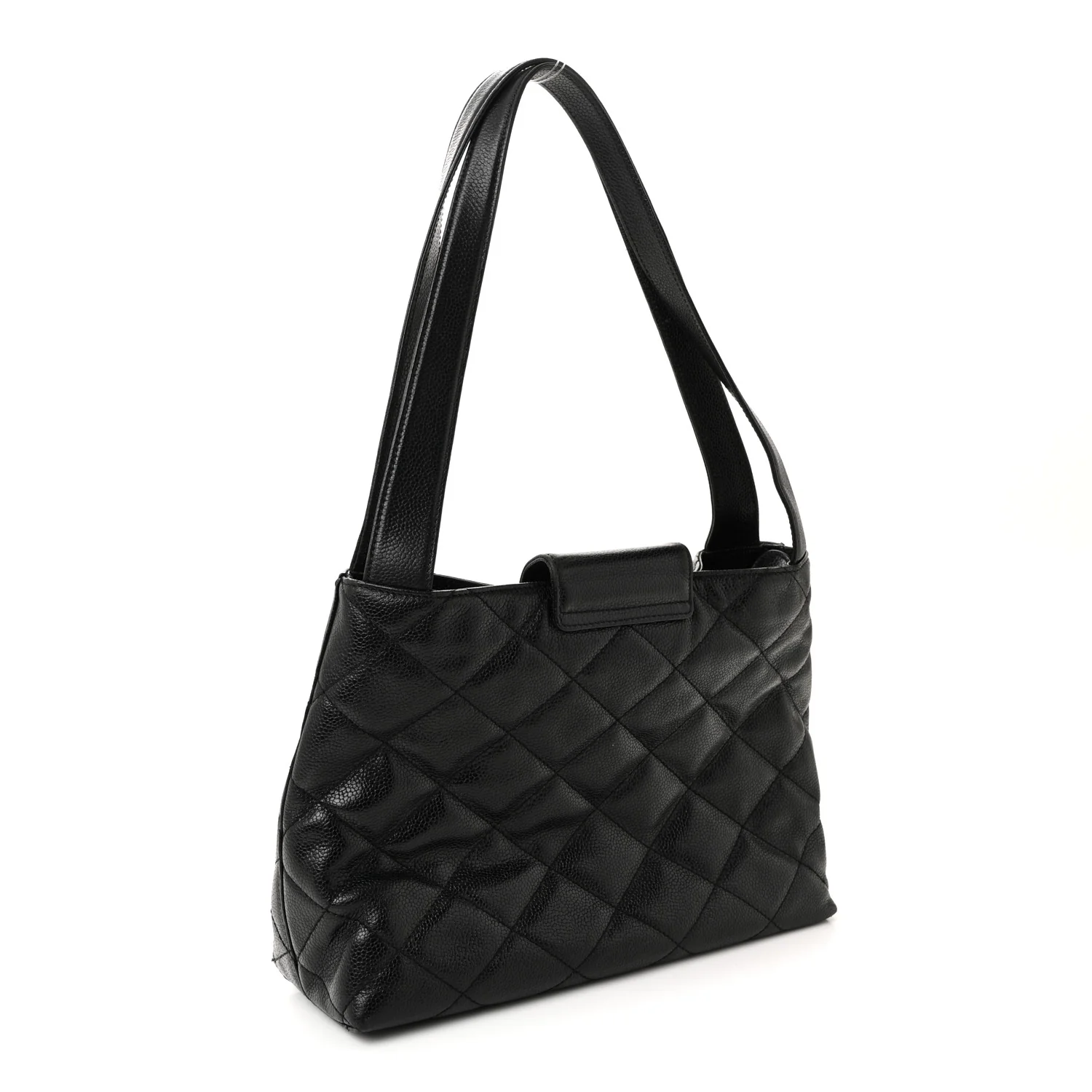 Caviar Diamond Flap Shoulder Bag Black - Image 3