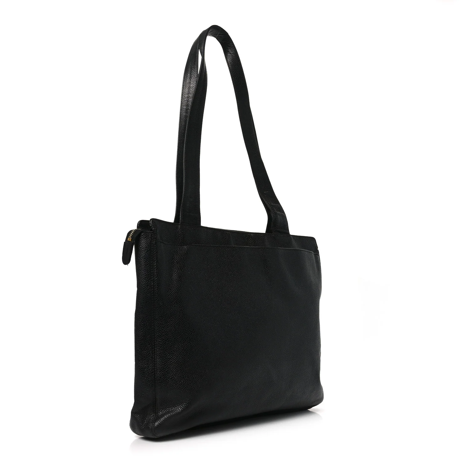 Caviar Embroidered Logo Shoulder Bag Black - Image 3