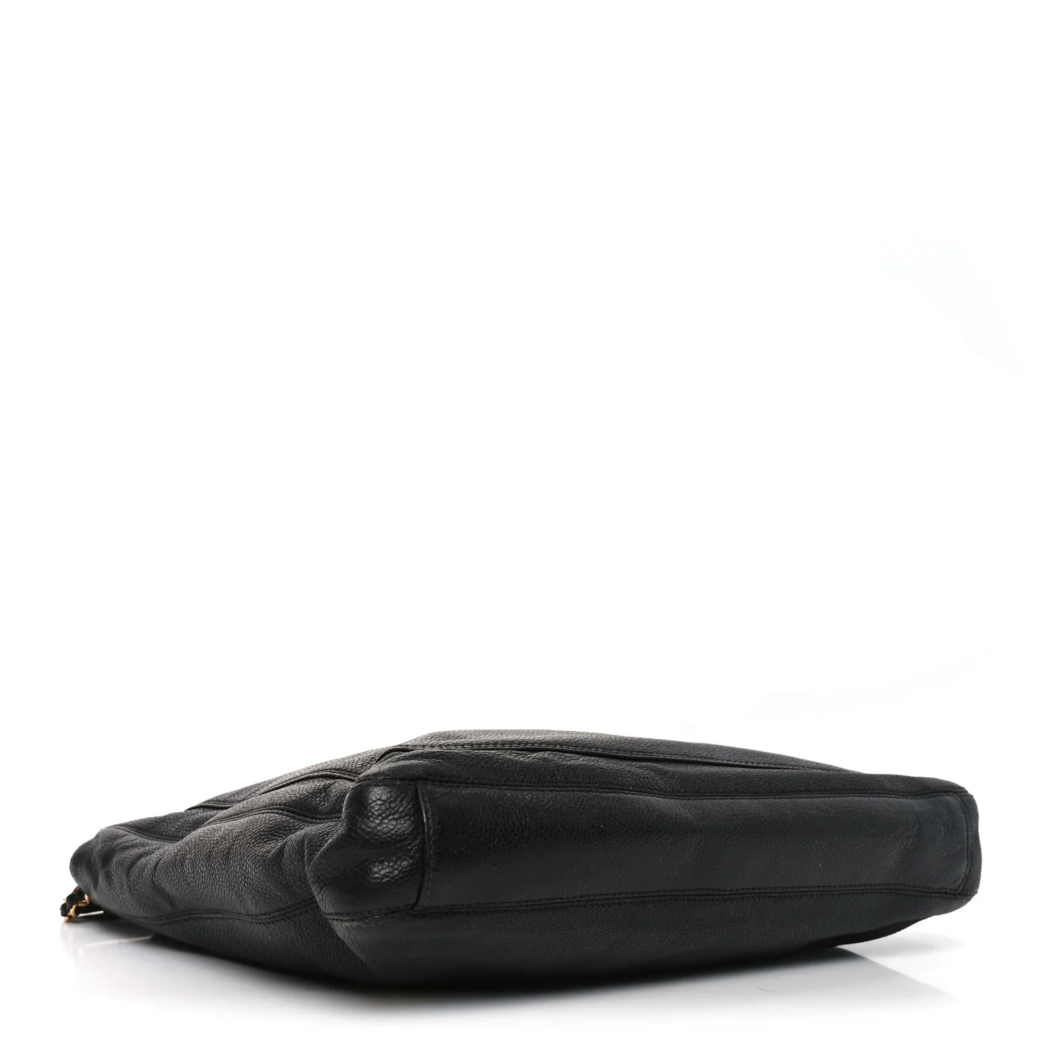 Caviar Embroidered Logo Shoulder Bag Black - Image 4