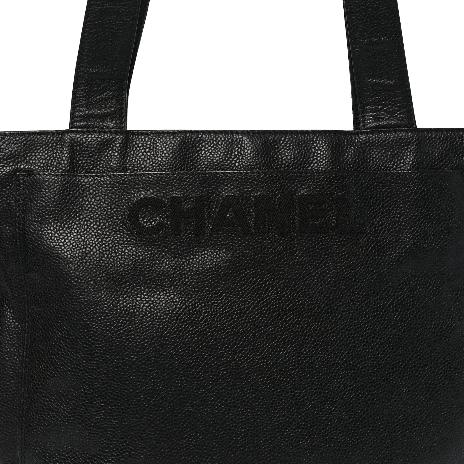 Caviar Embroidered Logo Shoulder Bag Black - Image 8