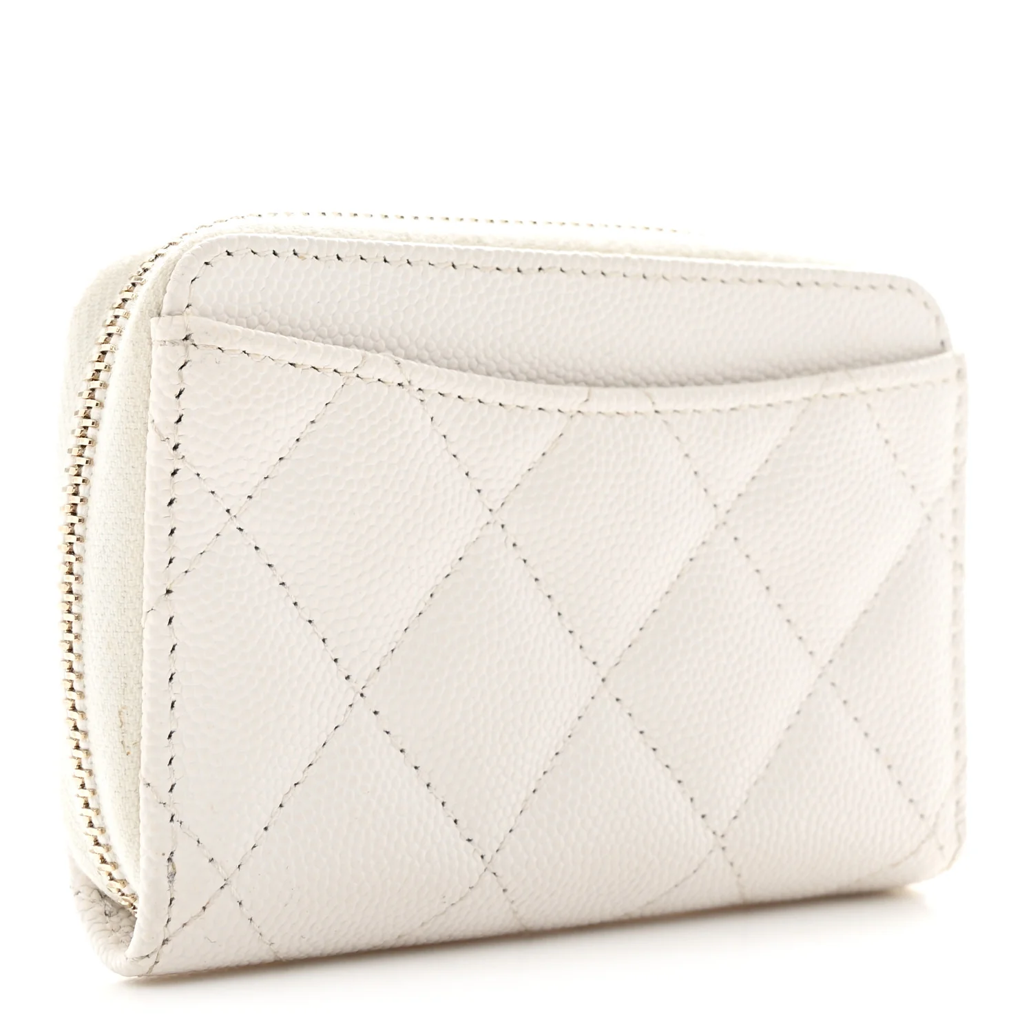 Caviar Enamel Coco Casino Quilted Zip Coin Purse White - Image 3