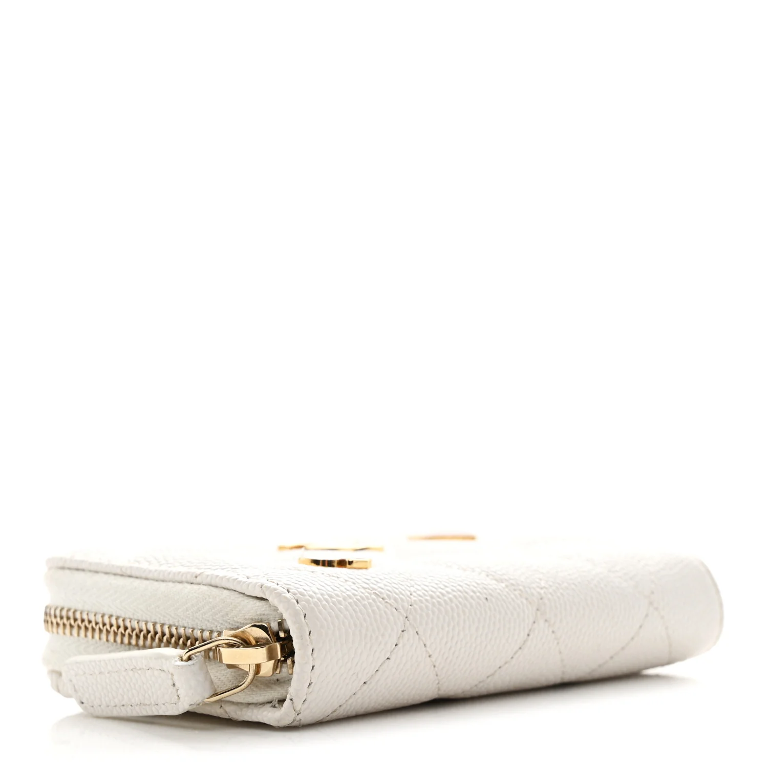 Caviar Enamel Coco Casino Quilted Zip Coin Purse White - Image 4