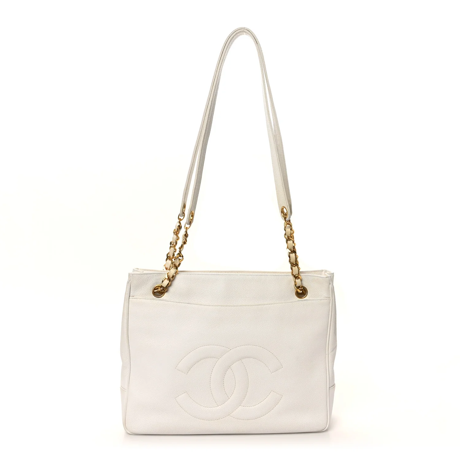 Caviar Flap Shoulder Bag White