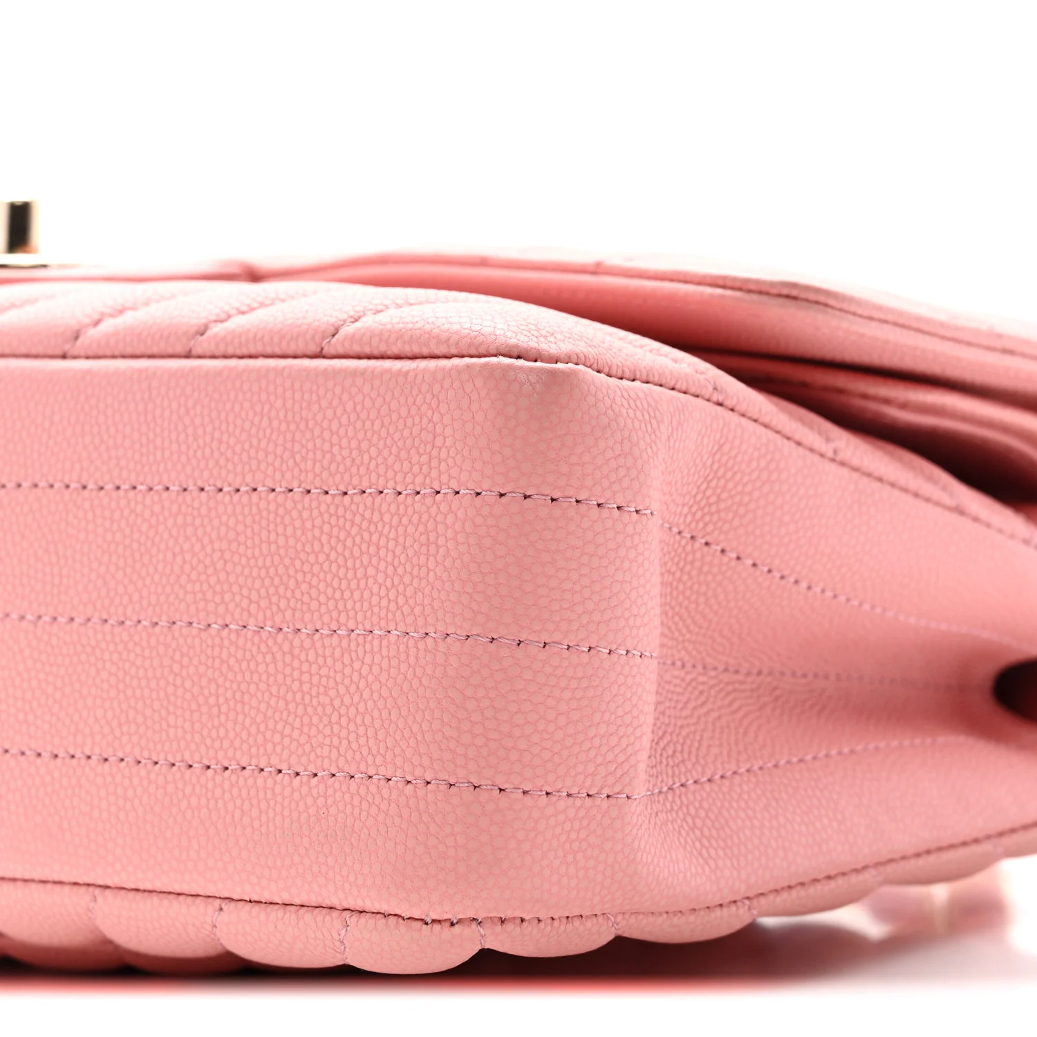 Caviar Flat Chevron Quilted Medium Double Flap Pink - Image 10