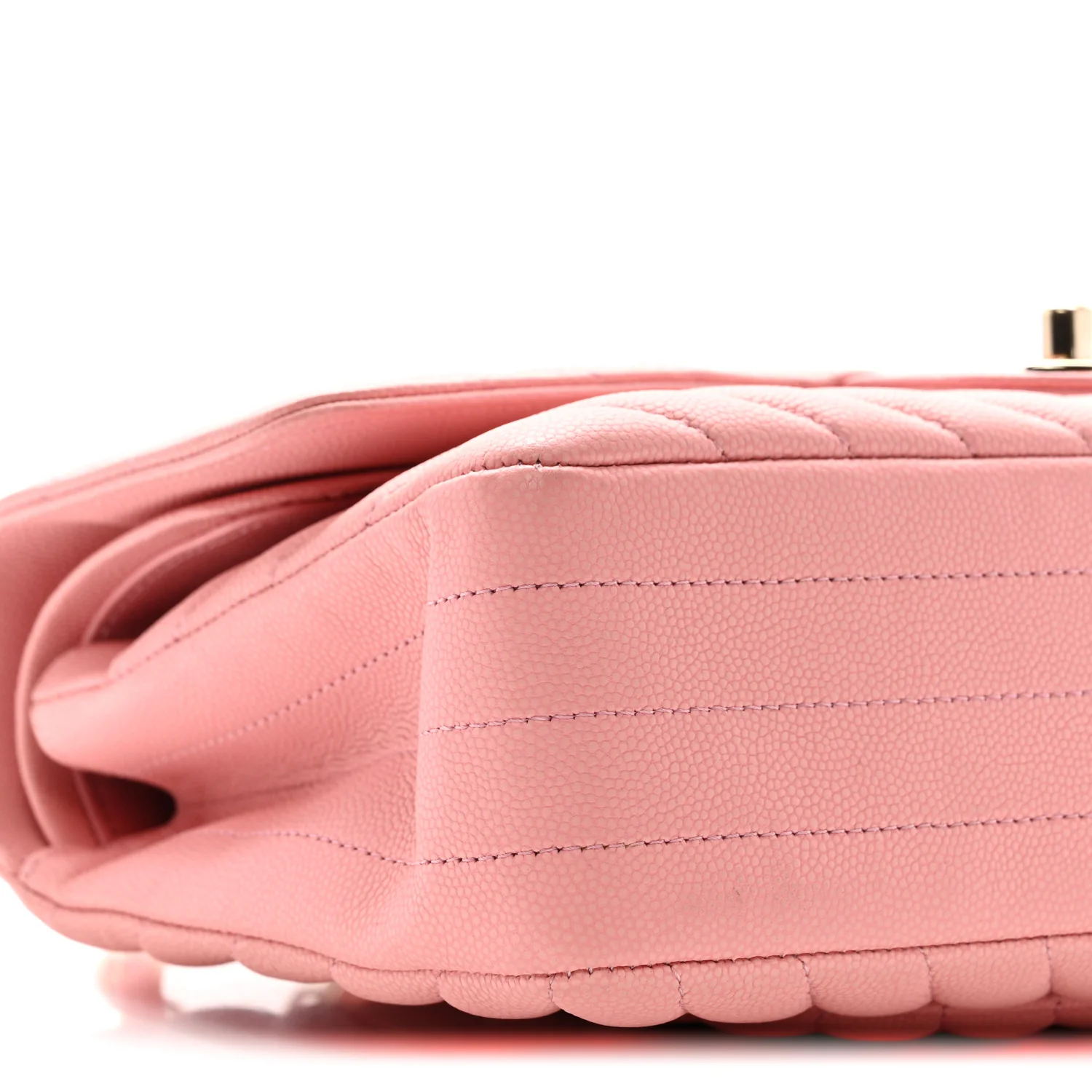 Caviar Flat Chevron Quilted Medium Double Flap Pink - Image 9