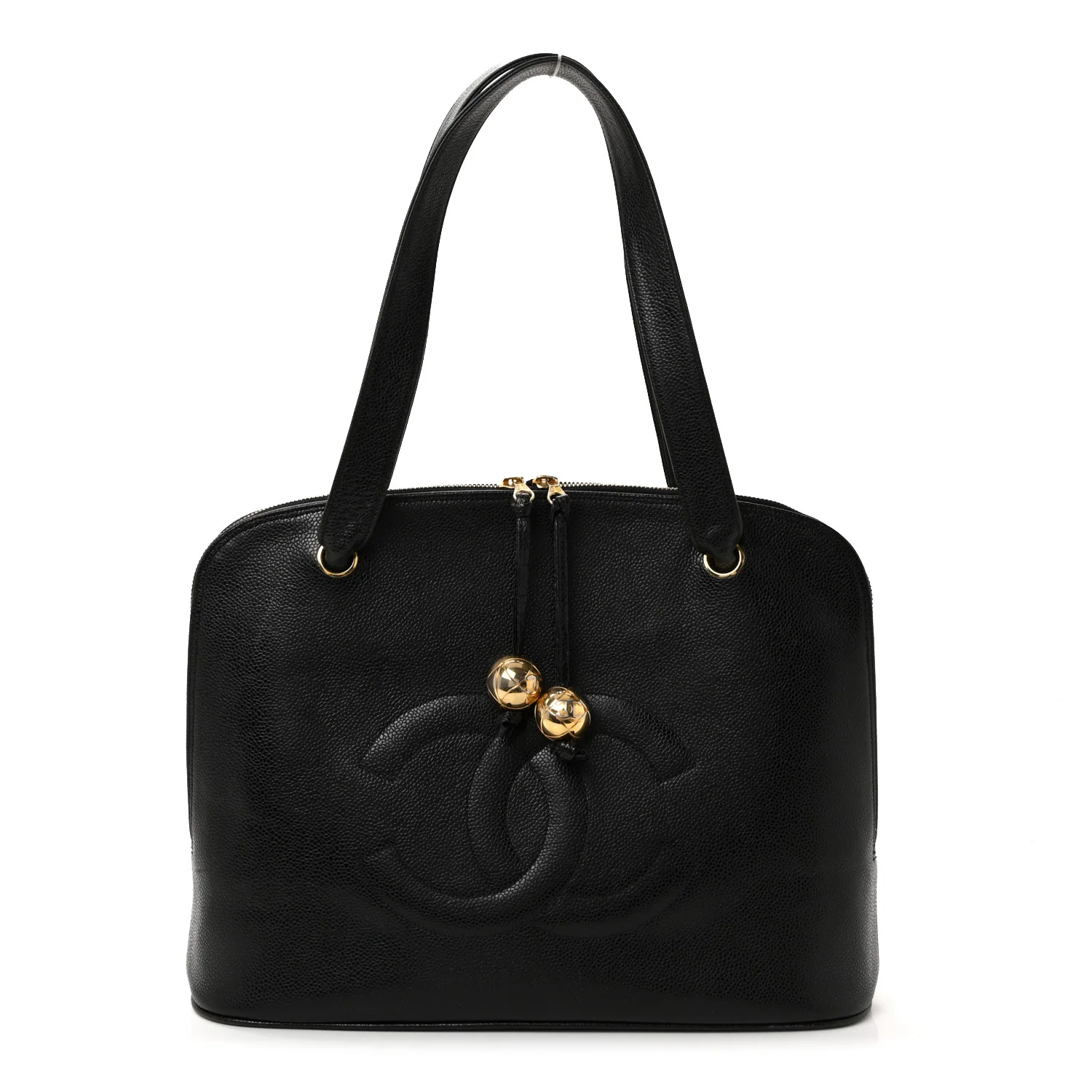 Caviar Large CC Shoulder Bag Black