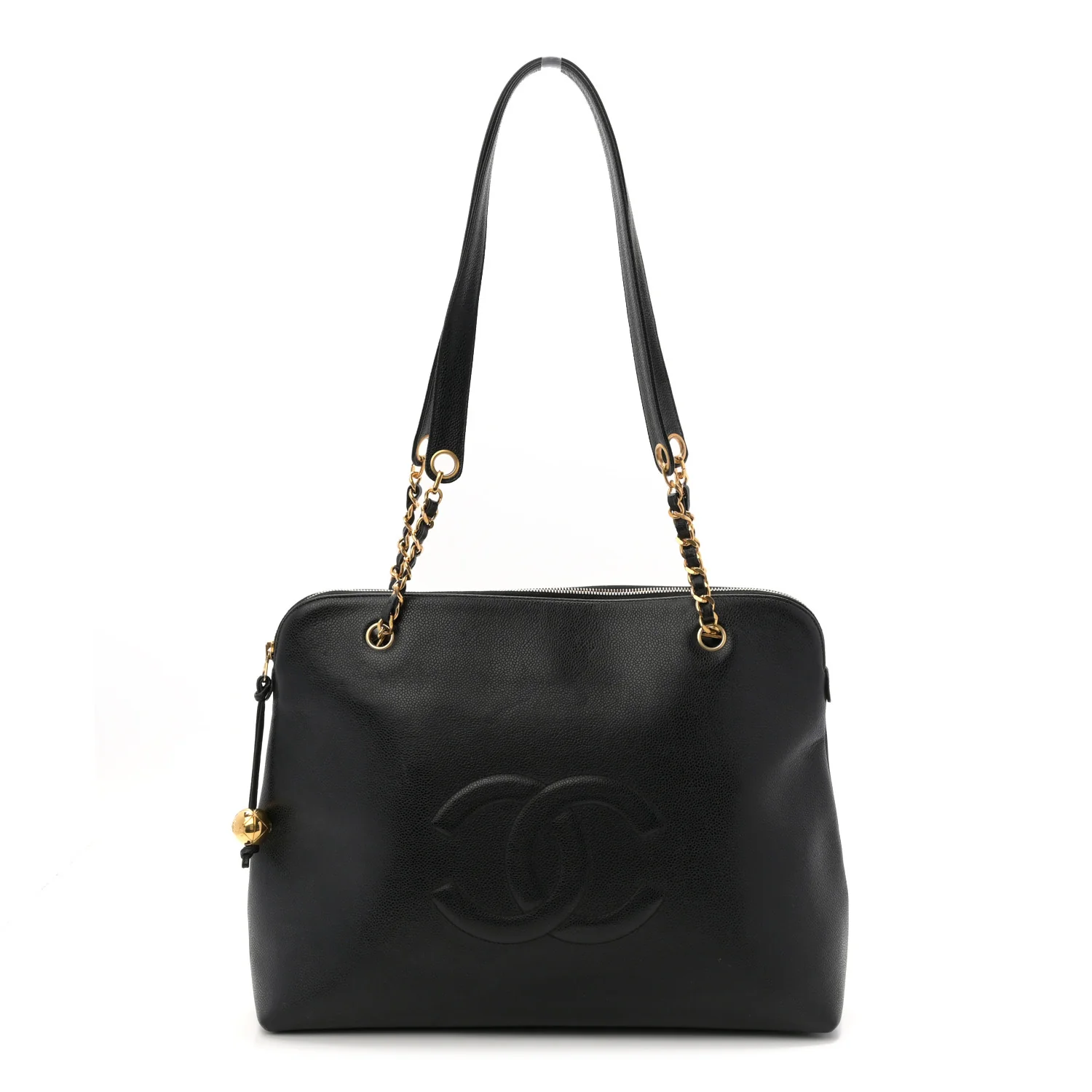 Caviar Large CC Shoulder Bag Black