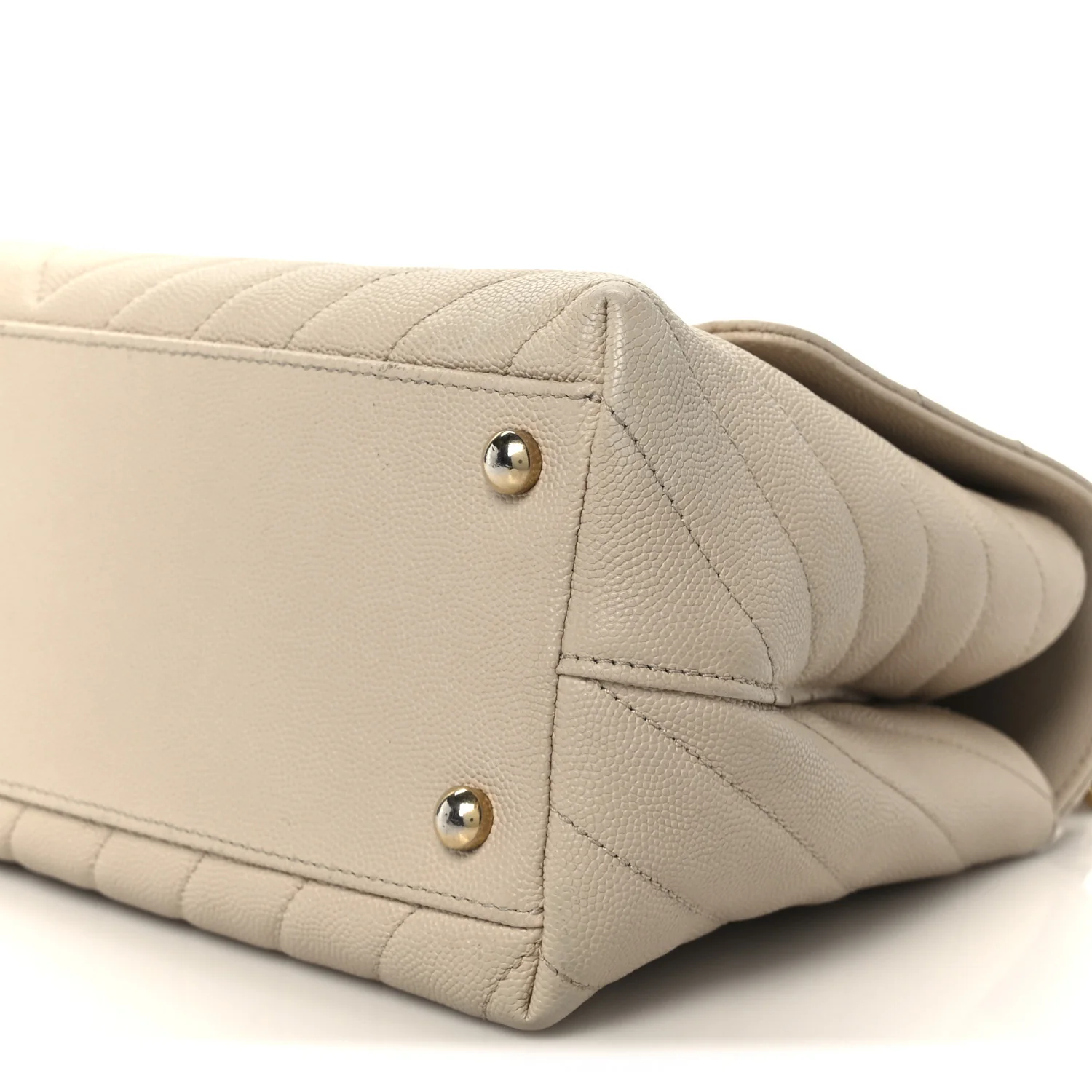 Caviar Lizard Embossed Chevron Quilted Small Coco Handle Flap Beige - Image 11