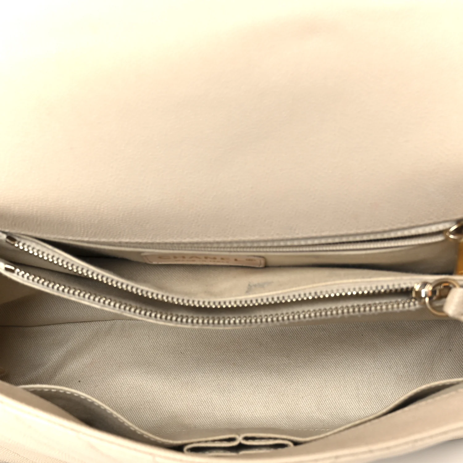Caviar Lizard Embossed Chevron Quilted Small Coco Handle Flap Beige - Image 5