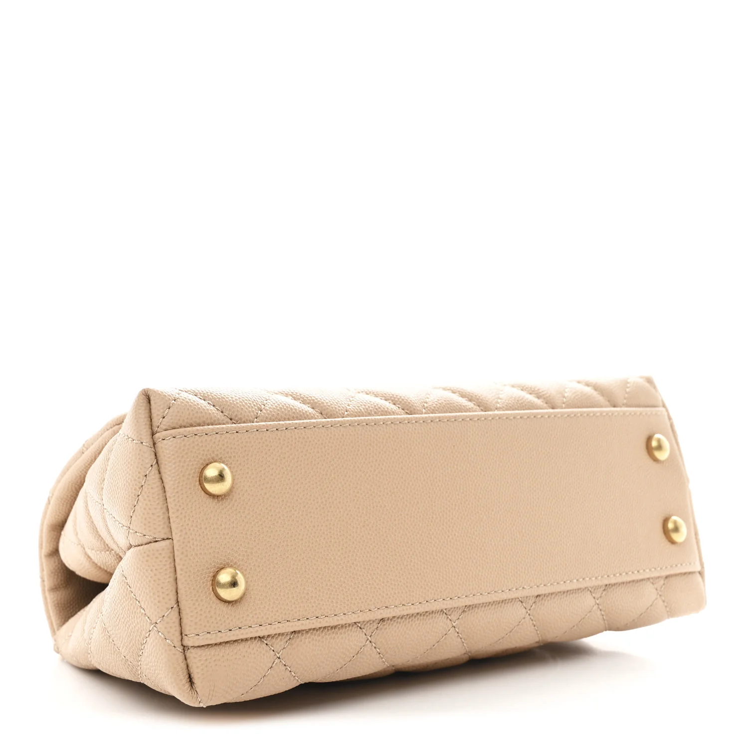 Caviar Lizard Embossed Quilted Mini Coco Handle Flap Beige - Image 4
