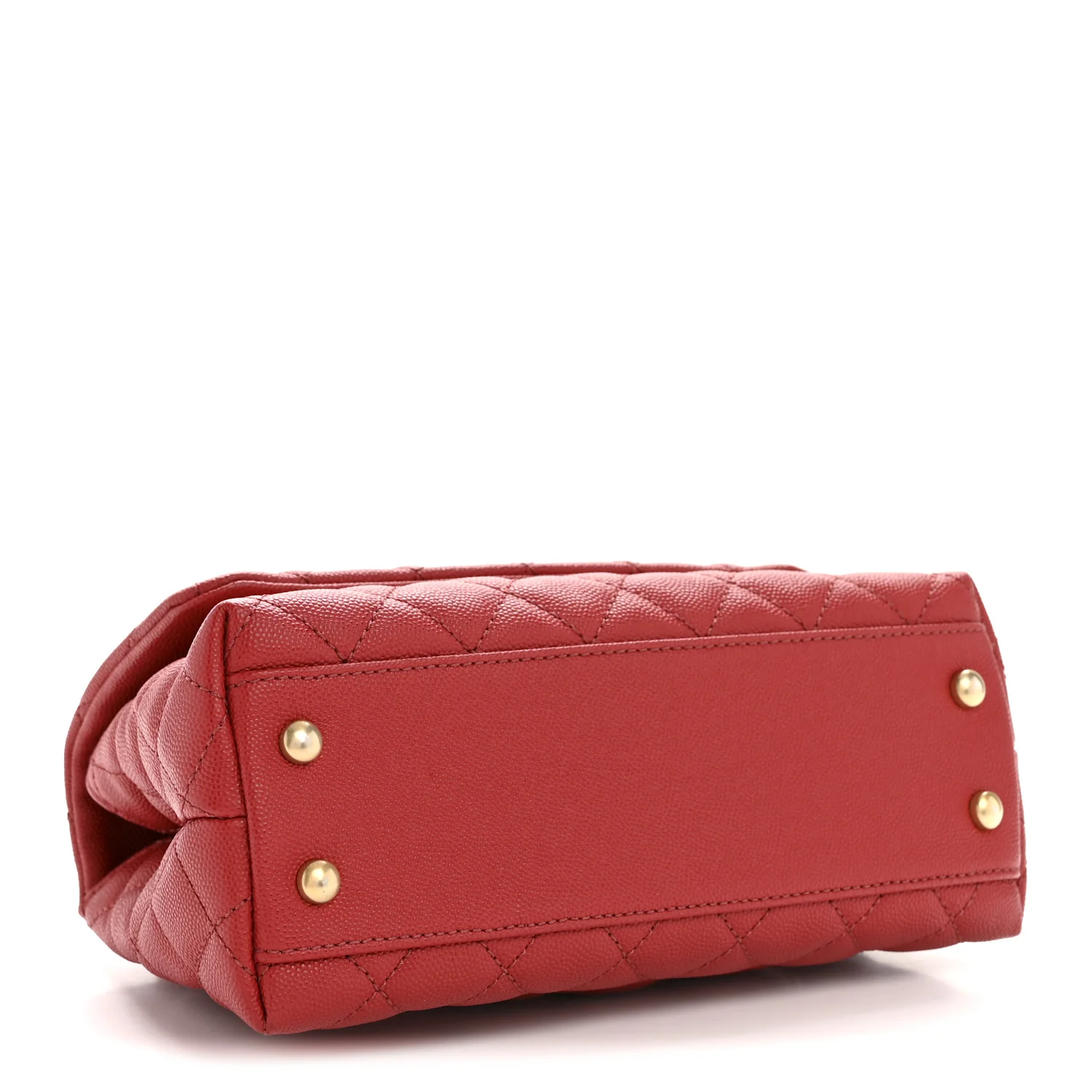 Caviar Lizard Embossed Quilted Mini Coco Handle Flap Red - Image 4