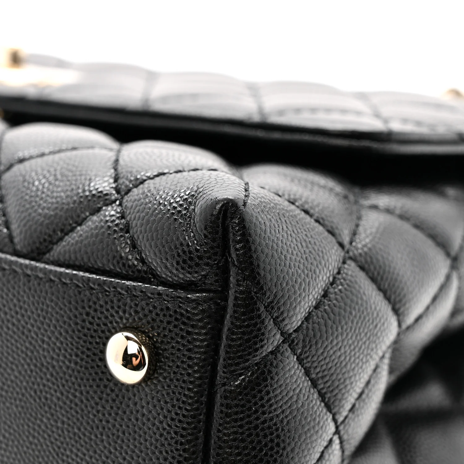 Caviar Lizard Embossed Quilted Small Coco Handle Flap Black - Image 12