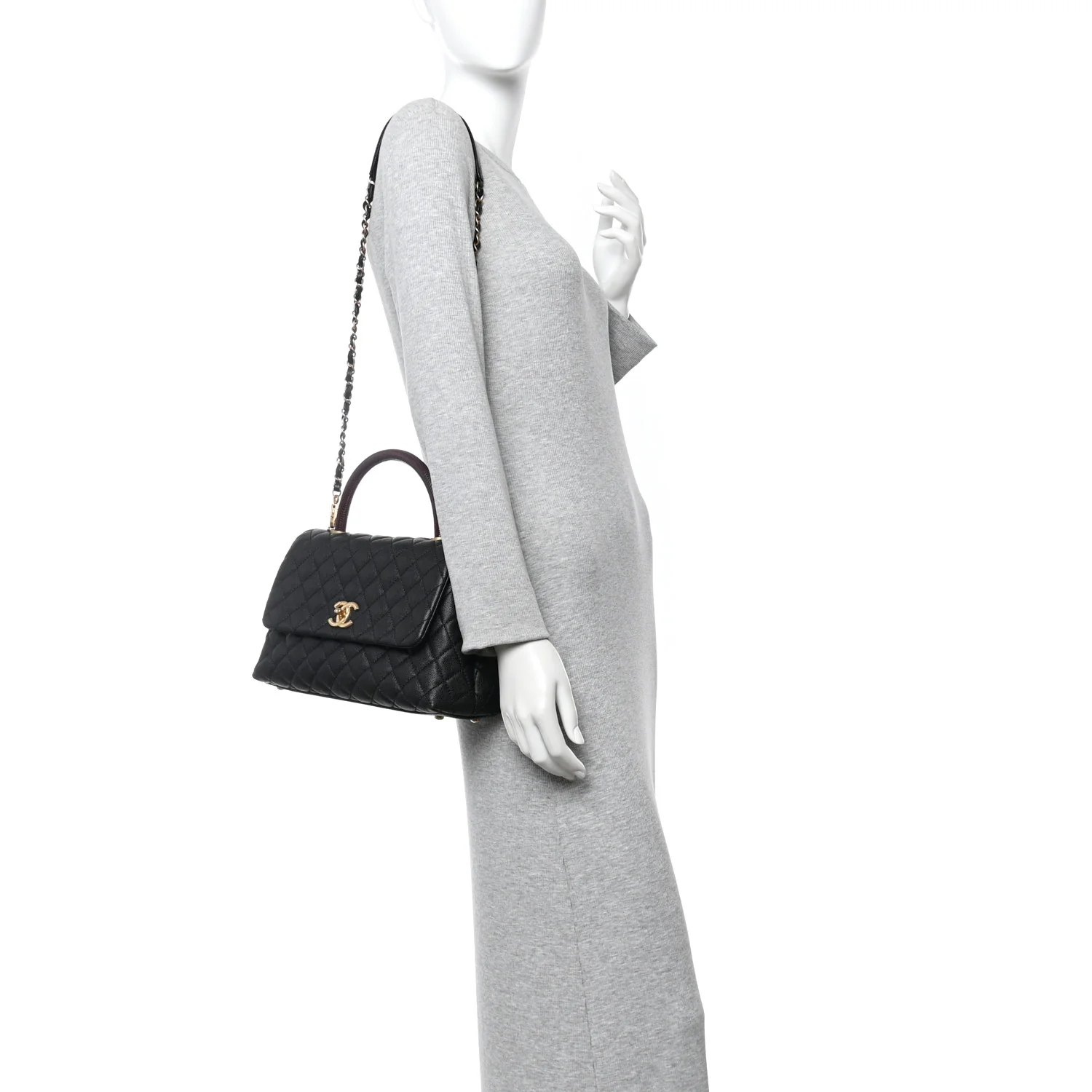 Caviar Lizard Quilted Small Coco Handle Flap Black - Image 2