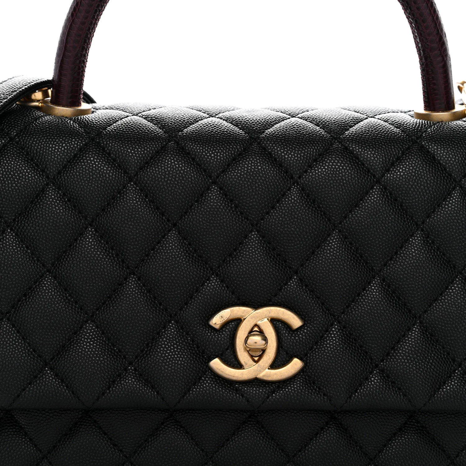Caviar Lizard Quilted Small Coco Handle Flap Black - Image 8