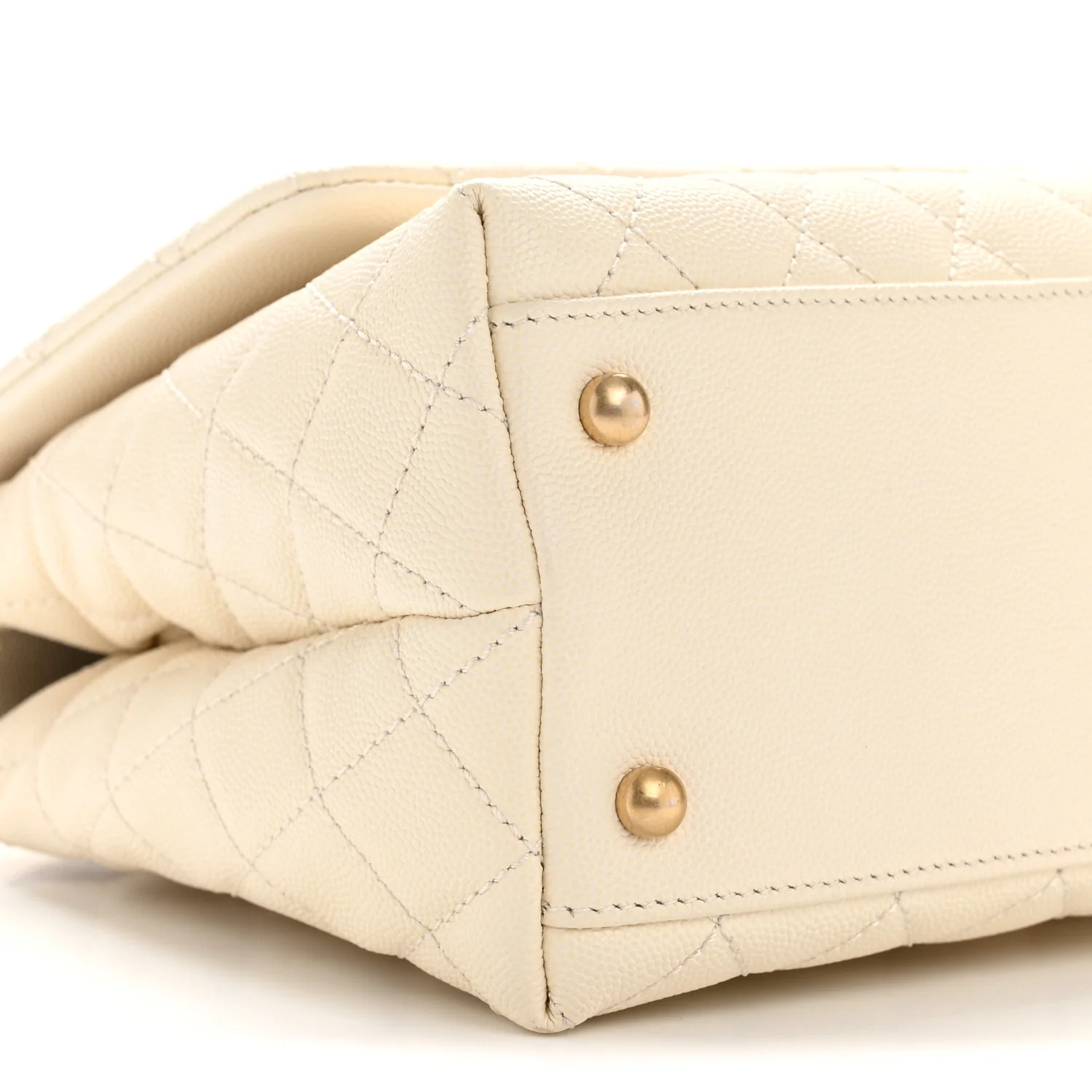 Caviar Lizard Quilted Small Coco Handle Flap Ivory - Image 25