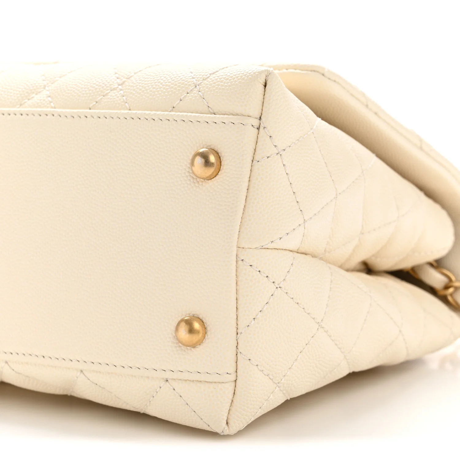 Caviar Lizard Quilted Small Coco Handle Flap Ivory - Image 28