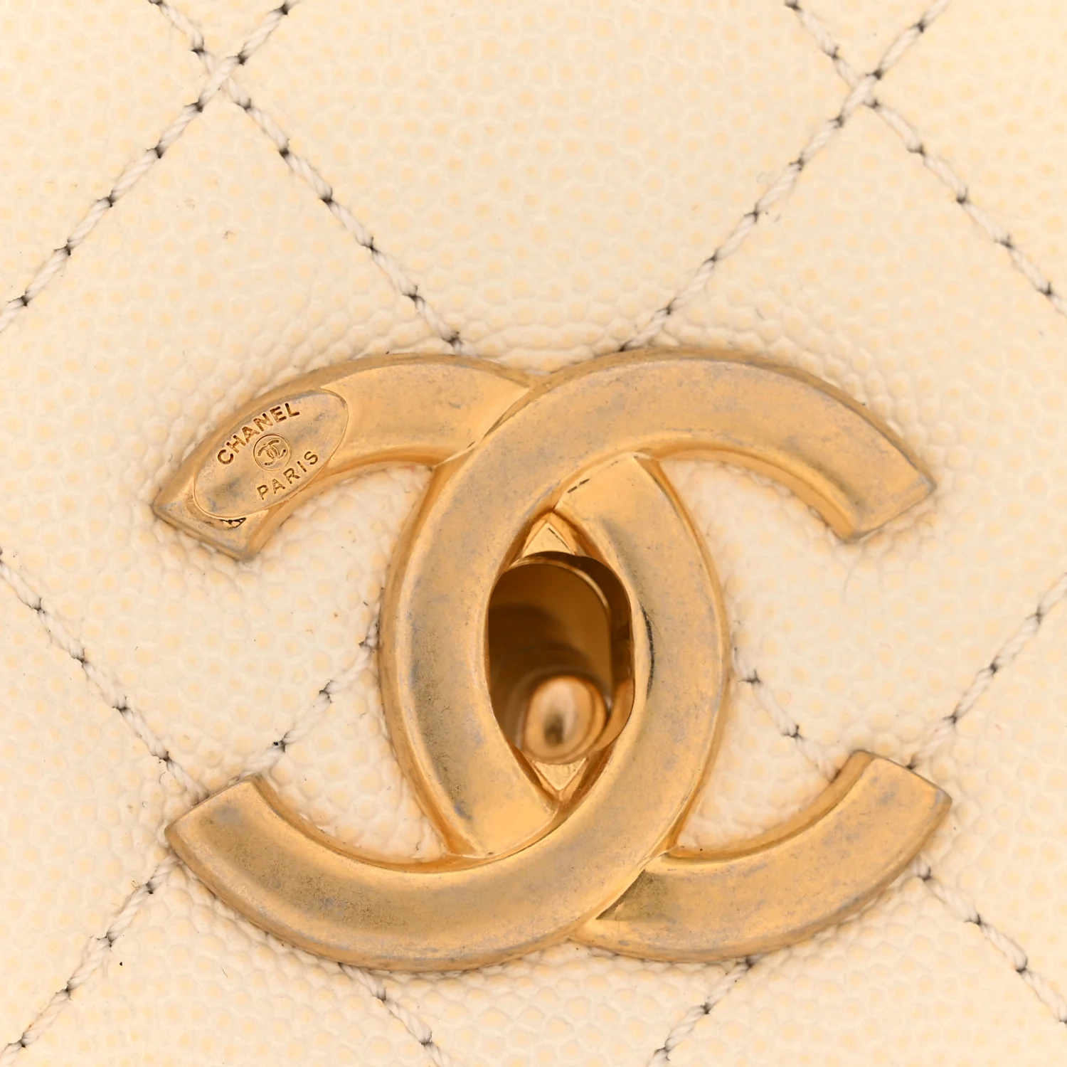 Caviar Lizard Quilted Small Coco Handle Flap Ivory - Image 29