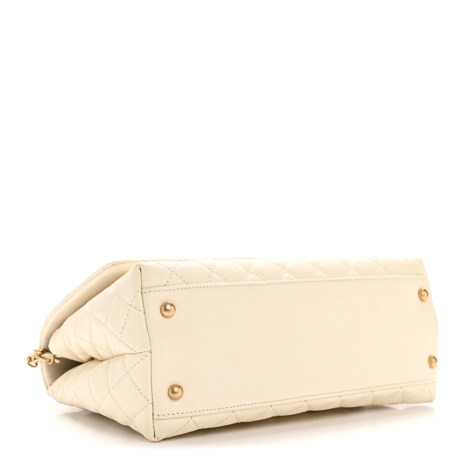 Caviar Lizard Quilted Small Coco Handle Flap Ivory - Image 9