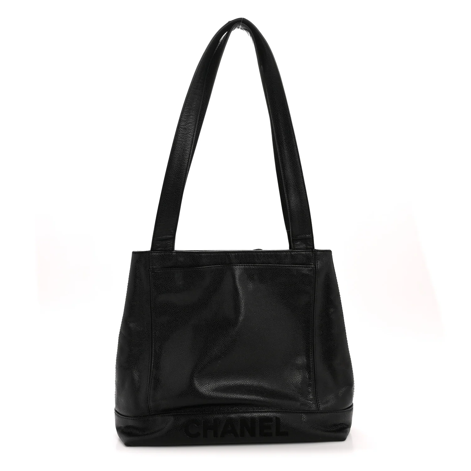 Caviar Logo Shoulder Bag Black