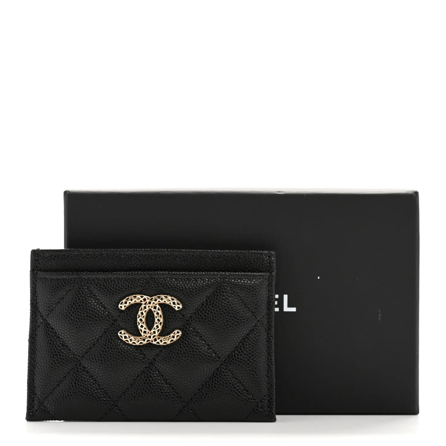 Caviar Metal Perforated Quilted Card Holder Black - Image 10