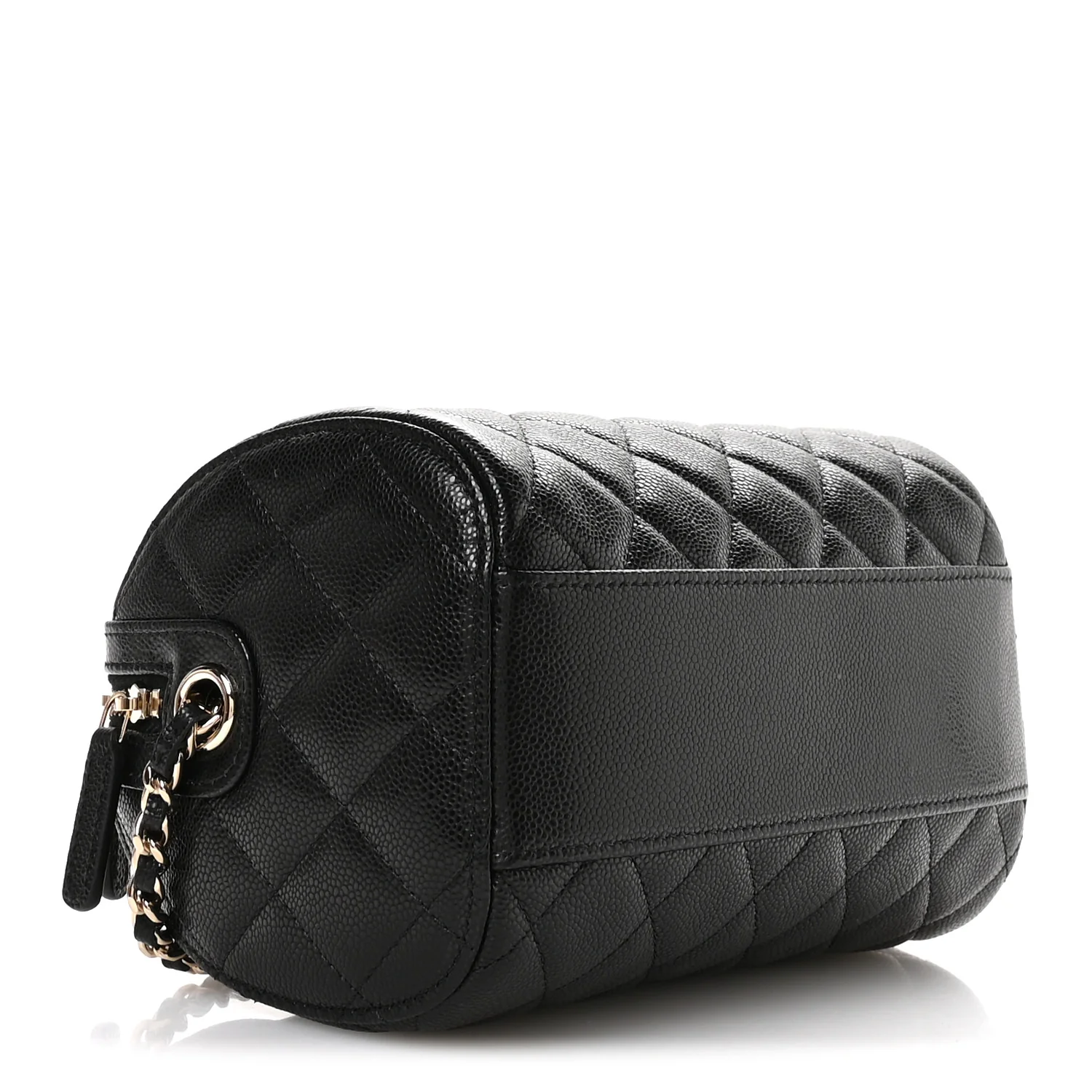 Caviar Quilted Barrel Clutch With Chain Black - Image 4