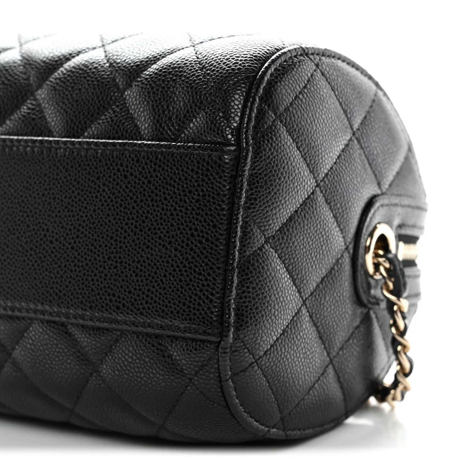 Caviar Quilted Barrel Clutch With Chain  Black - Image 10