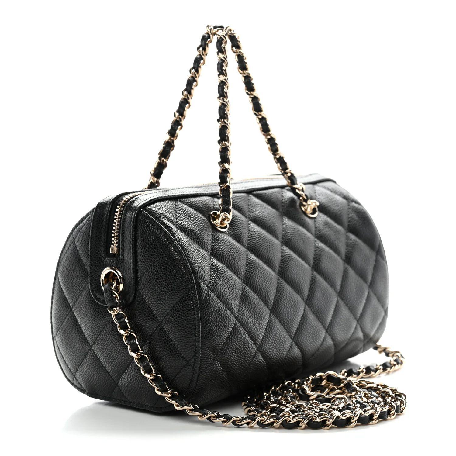 Caviar Quilted Barrel Clutch With Chain  Black - Image 3