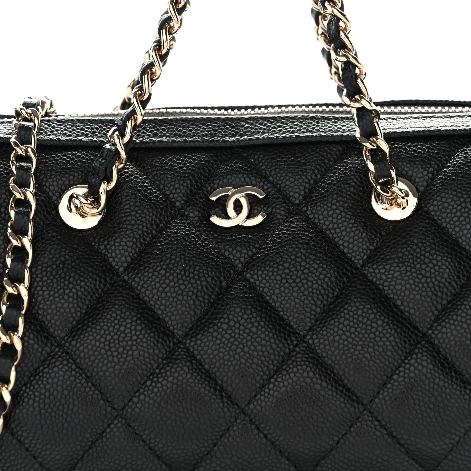 Caviar Quilted Barrel Clutch With Chain  Black - Image 8