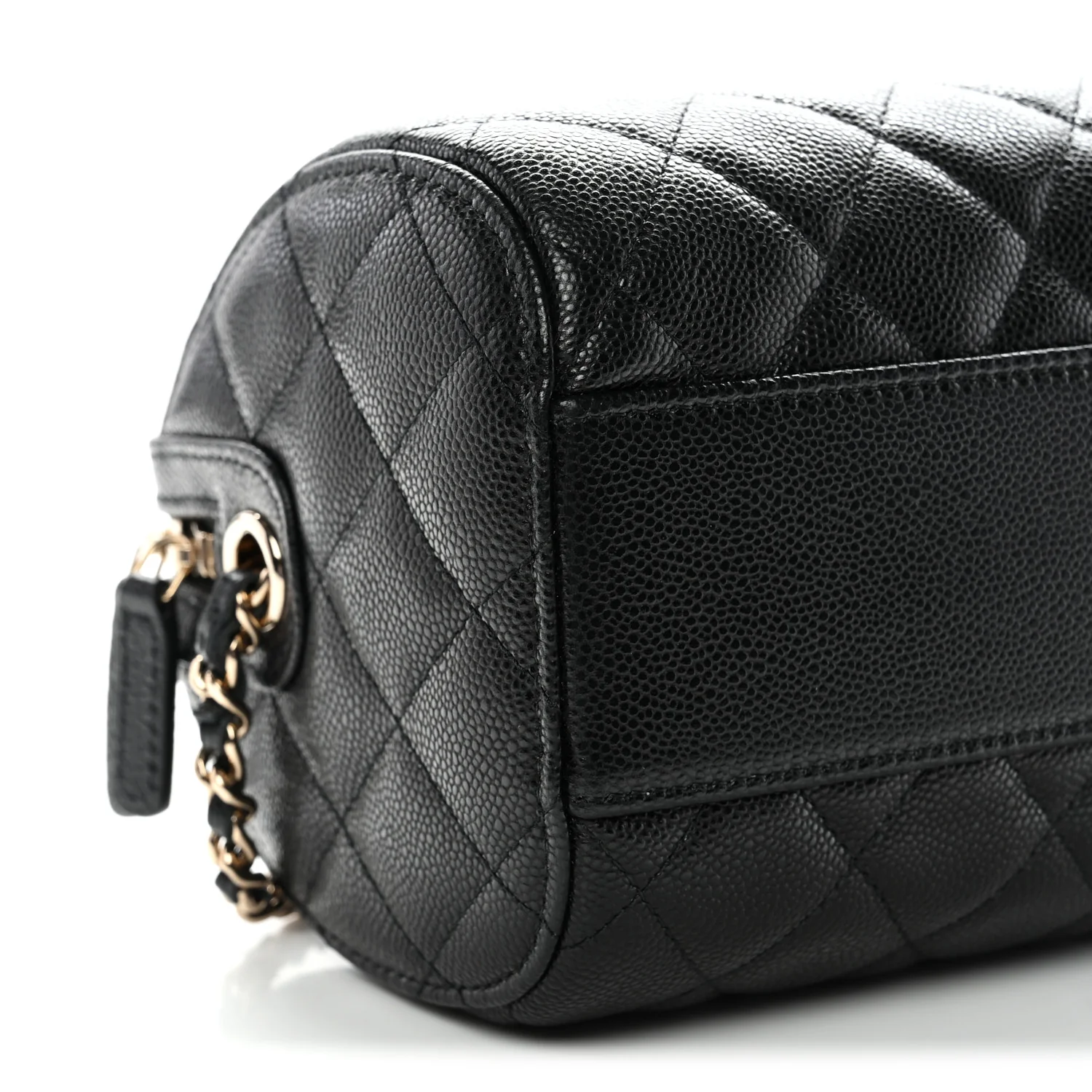 Caviar Quilted Barrel Clutch With Chain  Black - Image 9