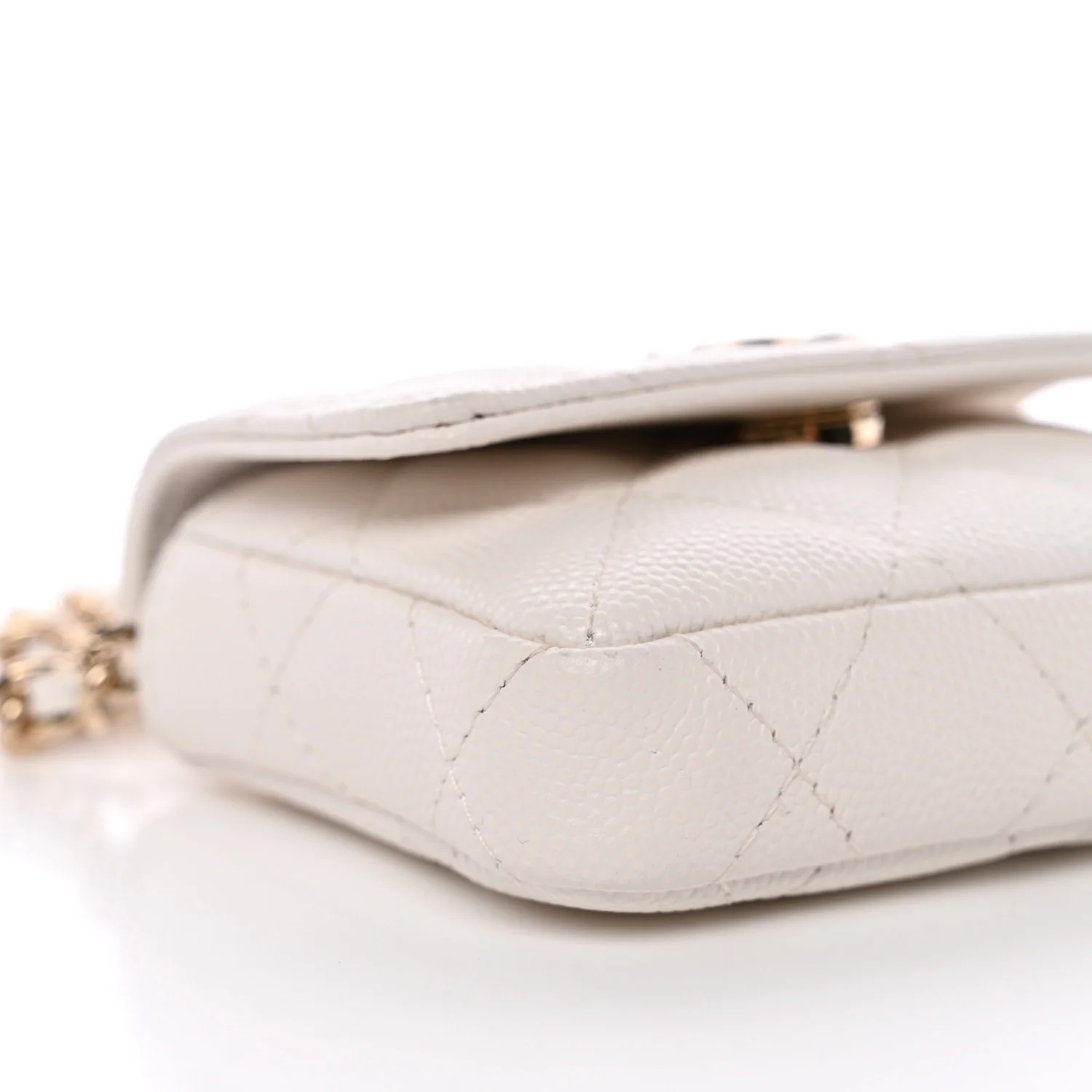 Caviar Quilted Belt Bag With Charms On Chain White - Image 10