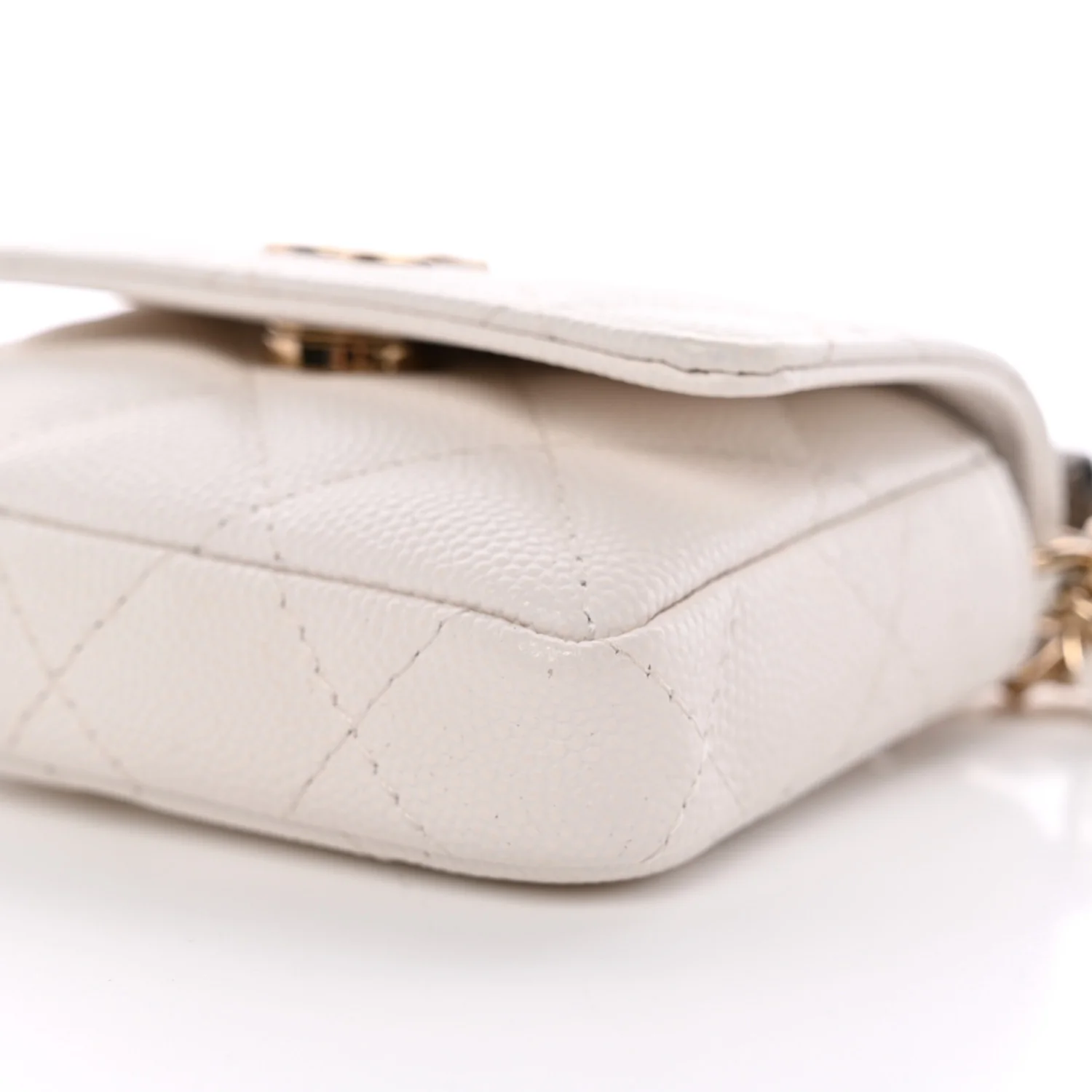 Caviar Quilted Belt Bag With Charms On Chain White - Image 11