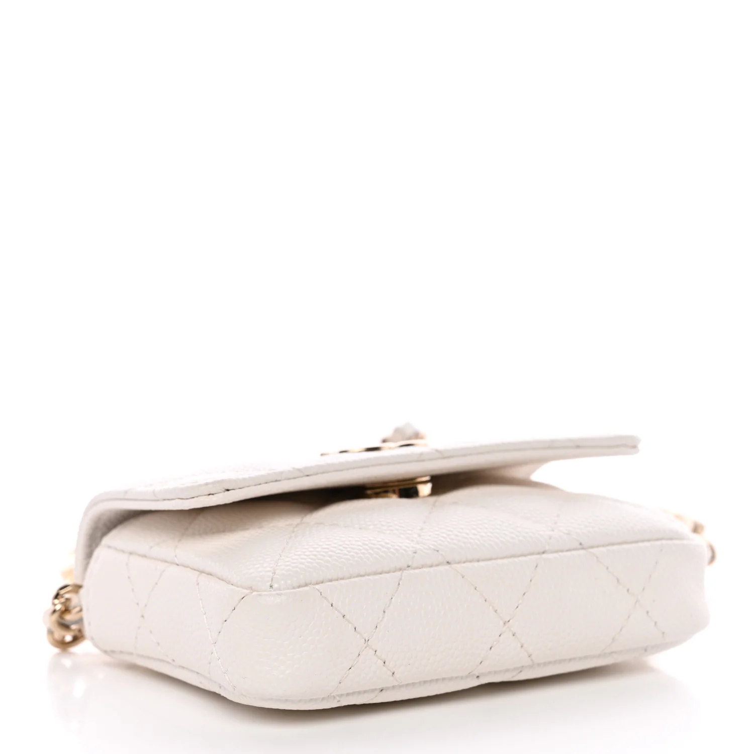 Caviar Quilted Belt Bag With Charms On Chain White - Image 4