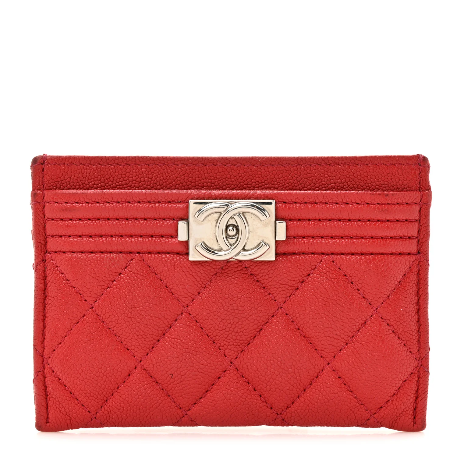 Caviar Quilted Boy Card Holder Red