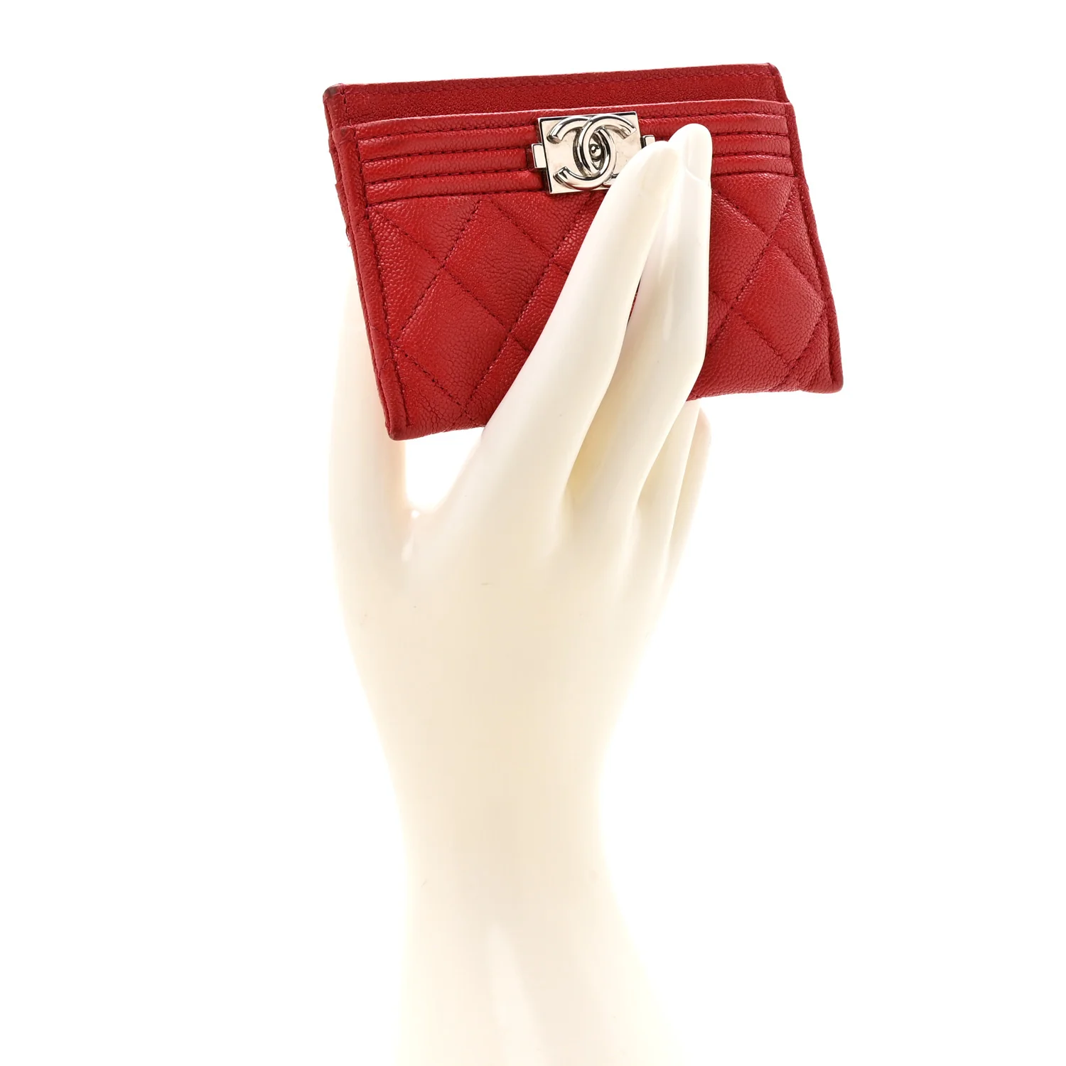 Caviar Quilted Boy Card Holder Red - Image 2
