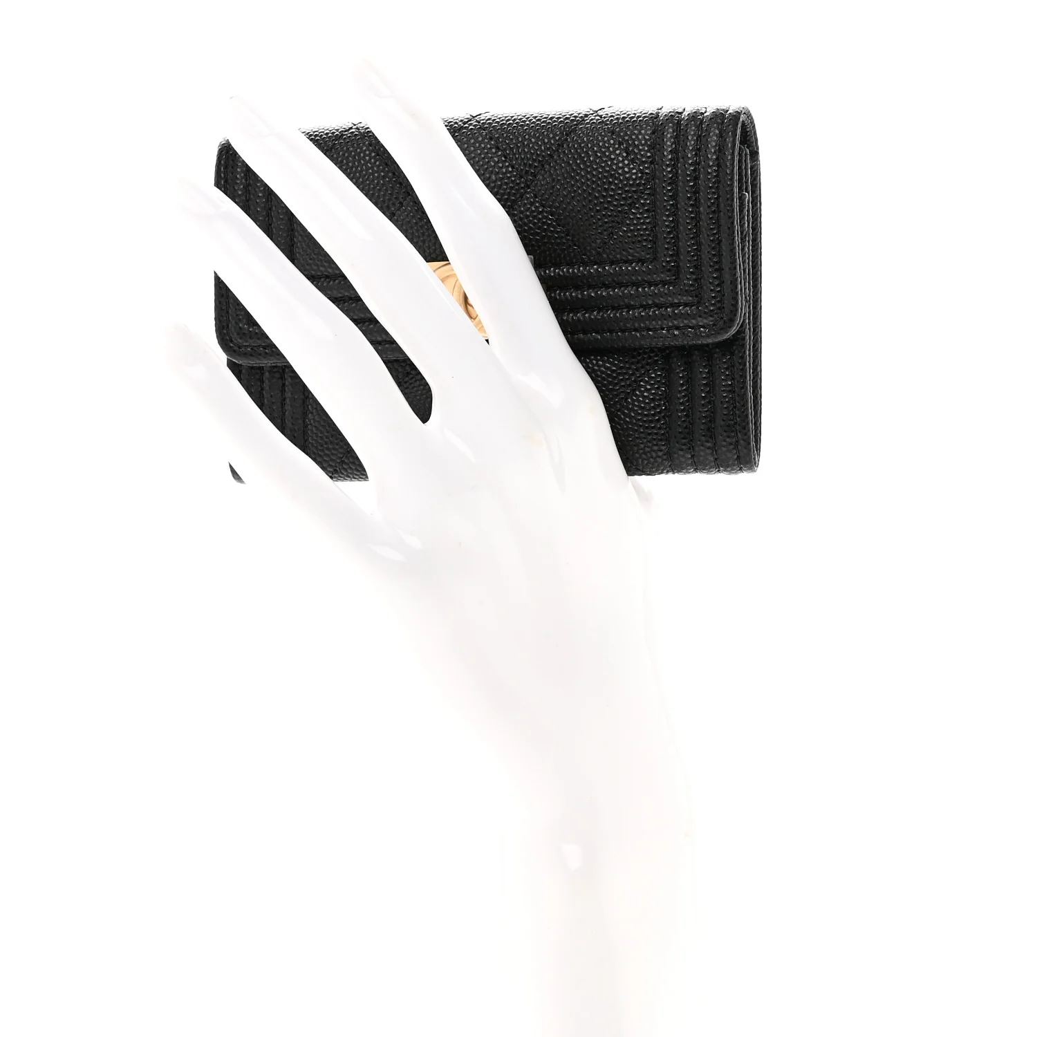 Caviar Quilted Boy Flap Card Holder Black - Image 2
