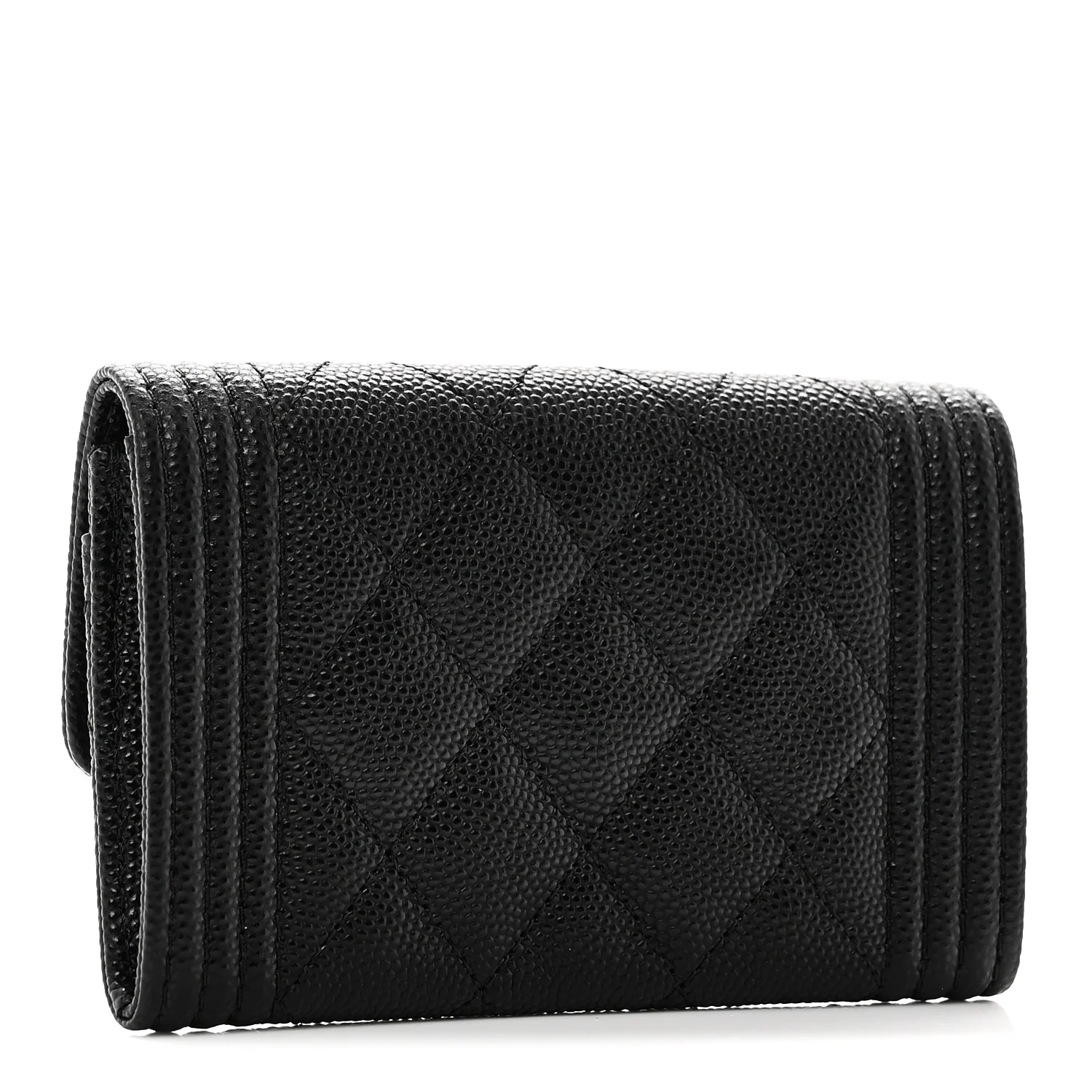 Caviar Quilted Boy Flap Card Holder Black - Image 3